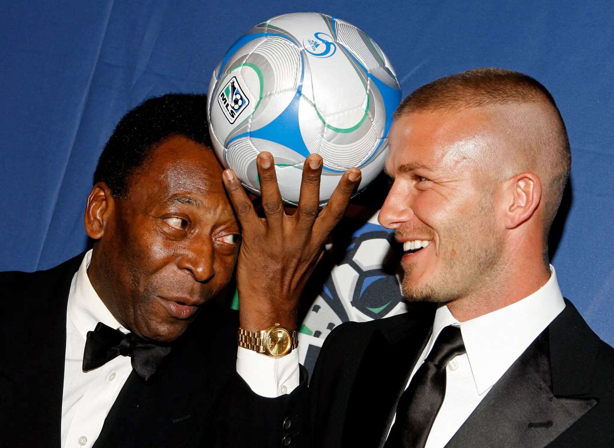 Pelé a David Beckham na charitatívnej akcii v New Yorku v roku 2008.