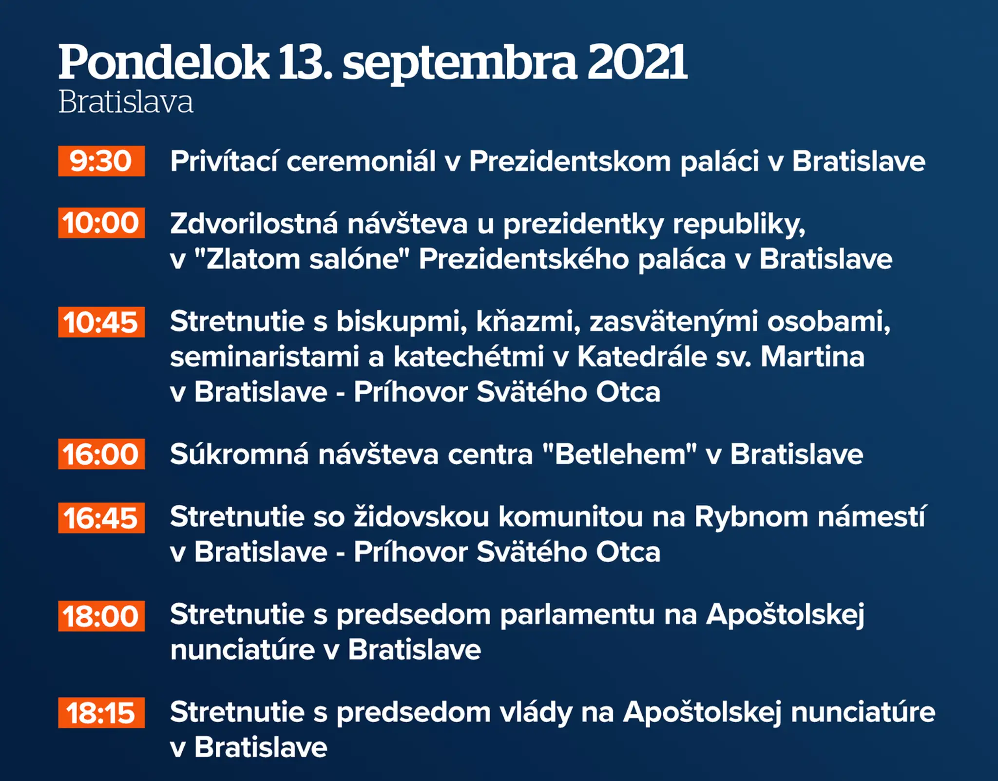 Program na pondelok.