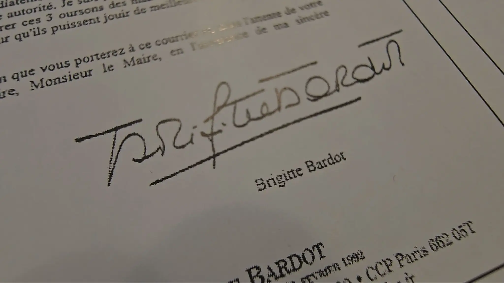 List Brigitte Bardotovej Rudolfovi Schusterovi