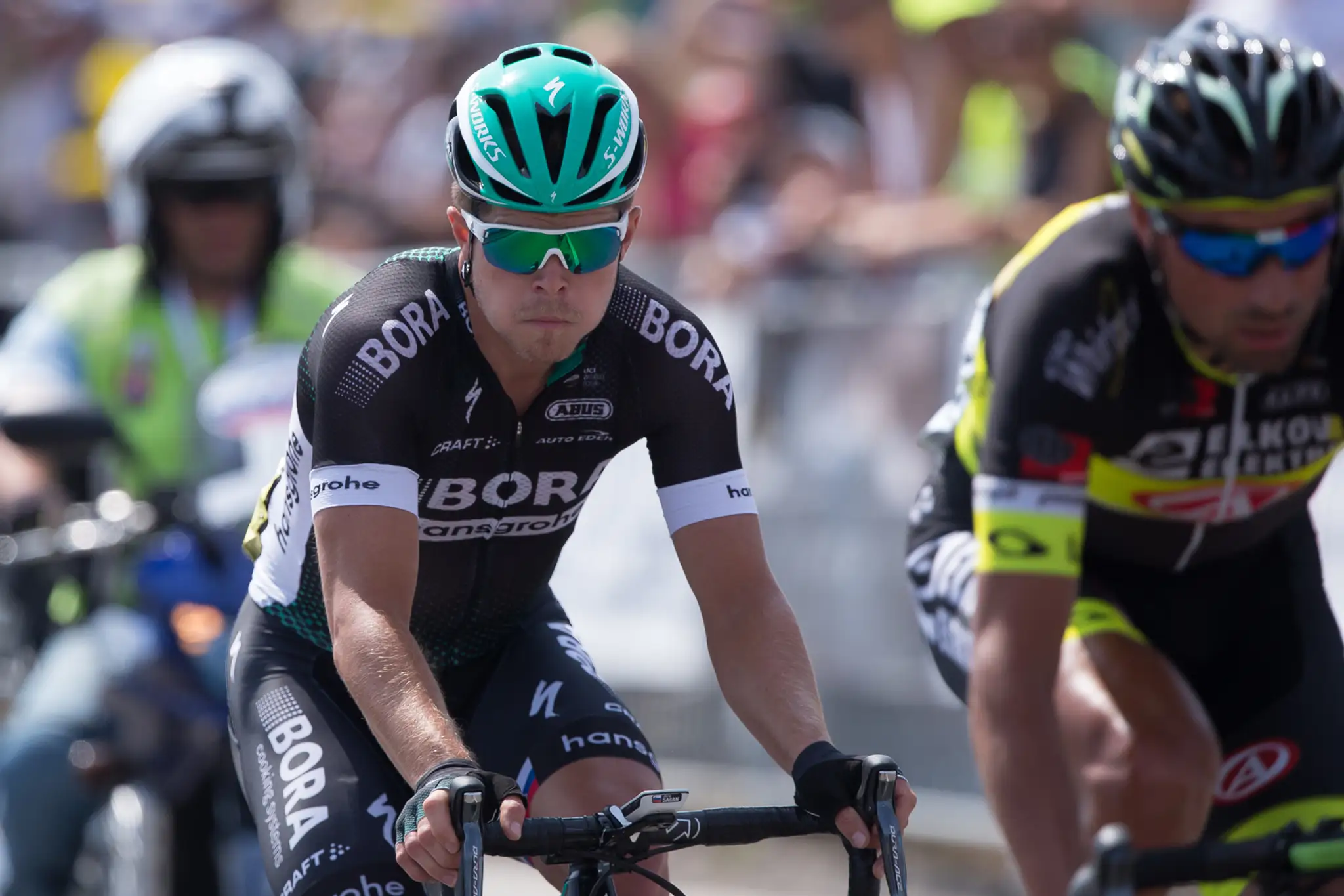 Juraj Sagan (Bora - Hansgrohe)  počas spoločných Majstrovstiev Slovenskej a Českej republiky v cyklistike.