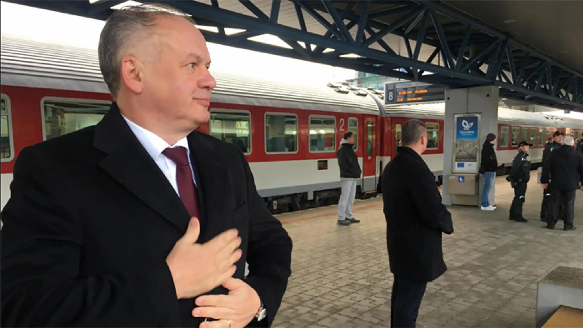 Prezident Andrej Kiska na stanici v Poprade.