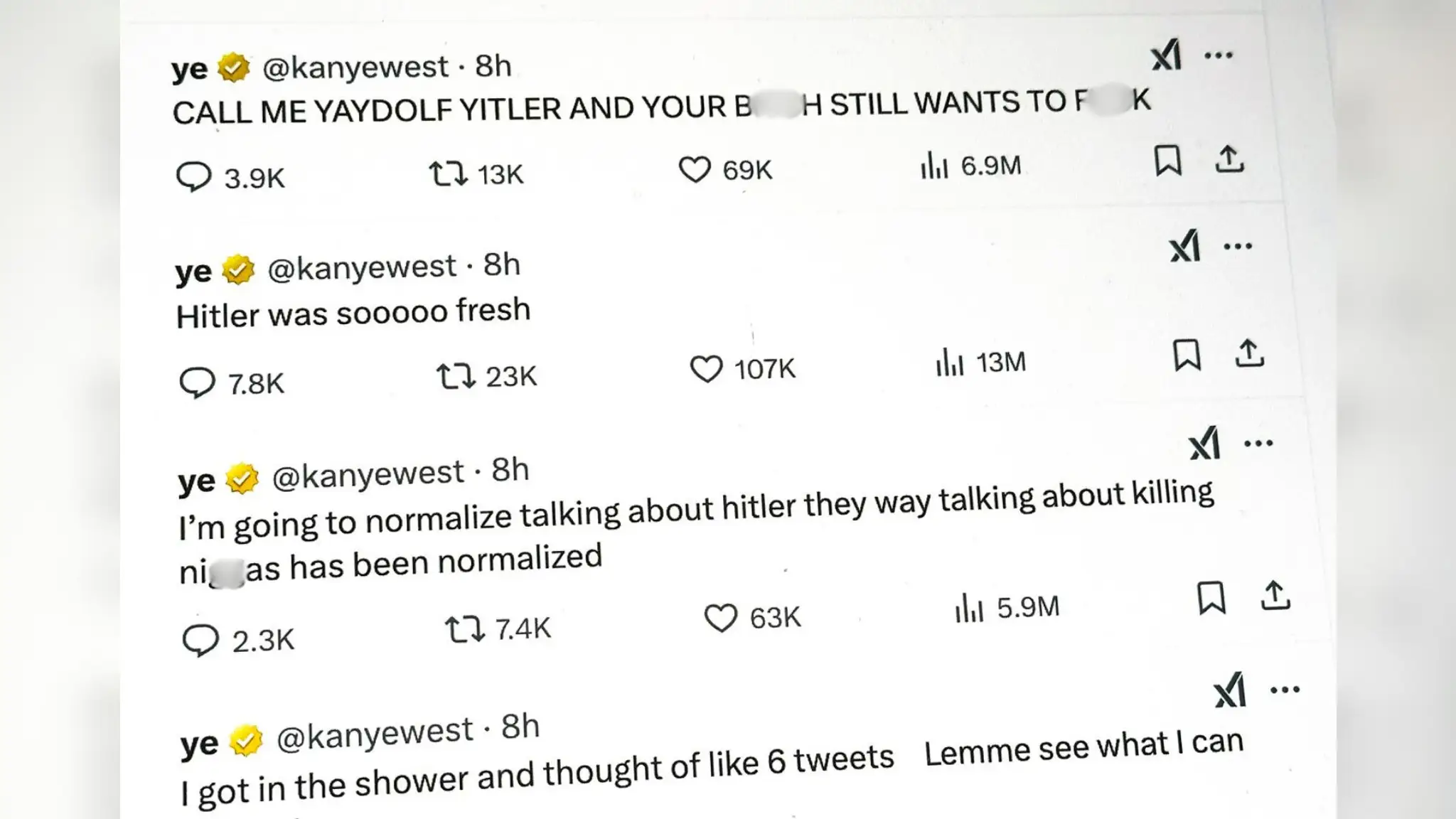 Kanyeho príspevky na sociálnej sieti X