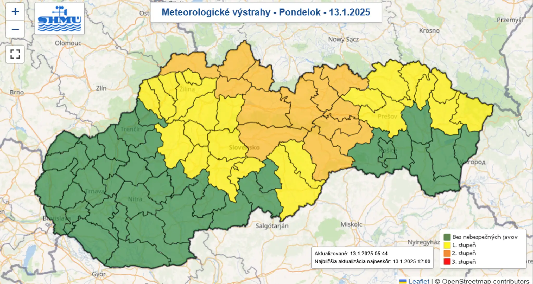 Mapa výstrah.
