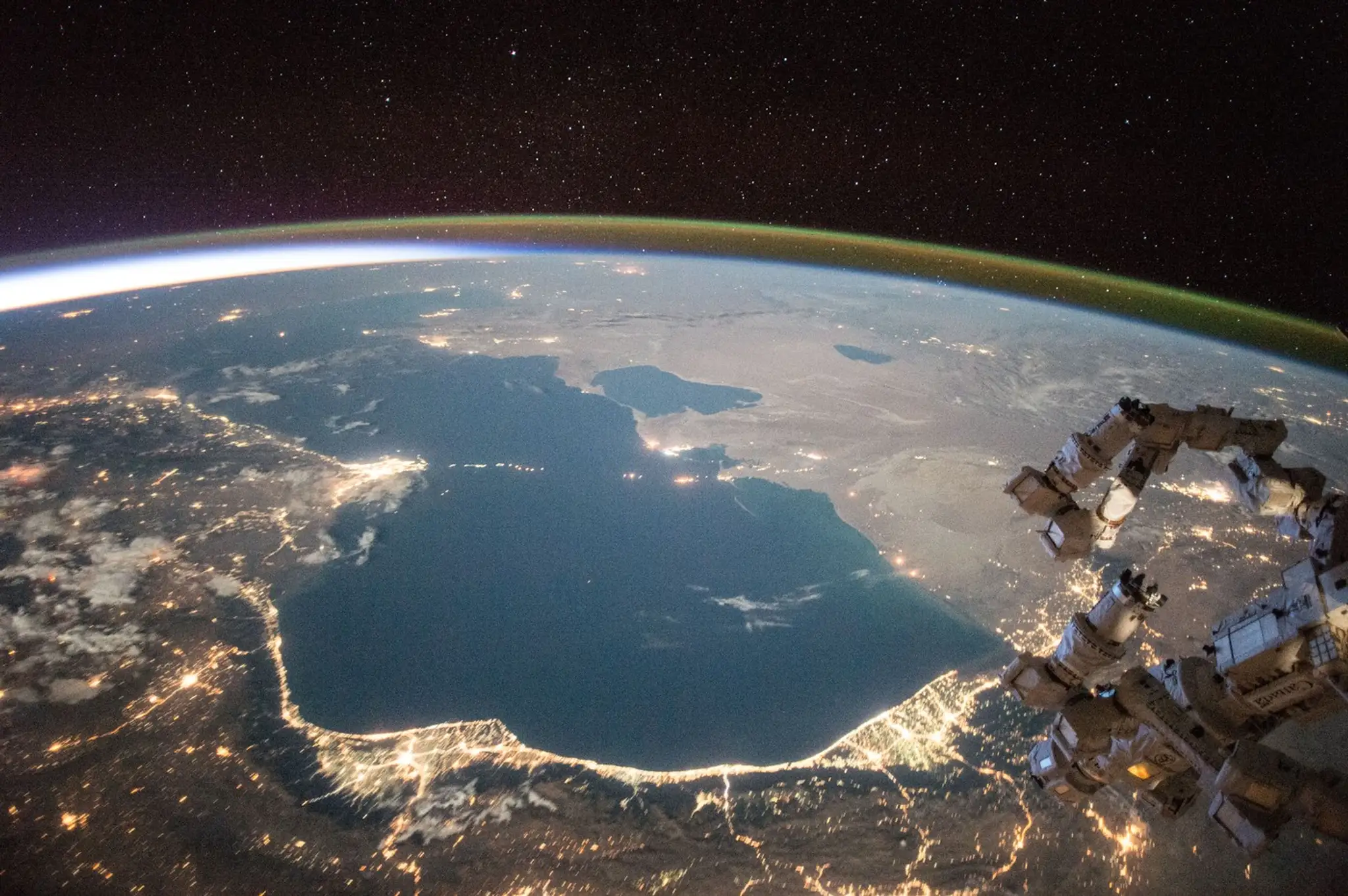 Kaspické more na snímke od astronautov z ISS.