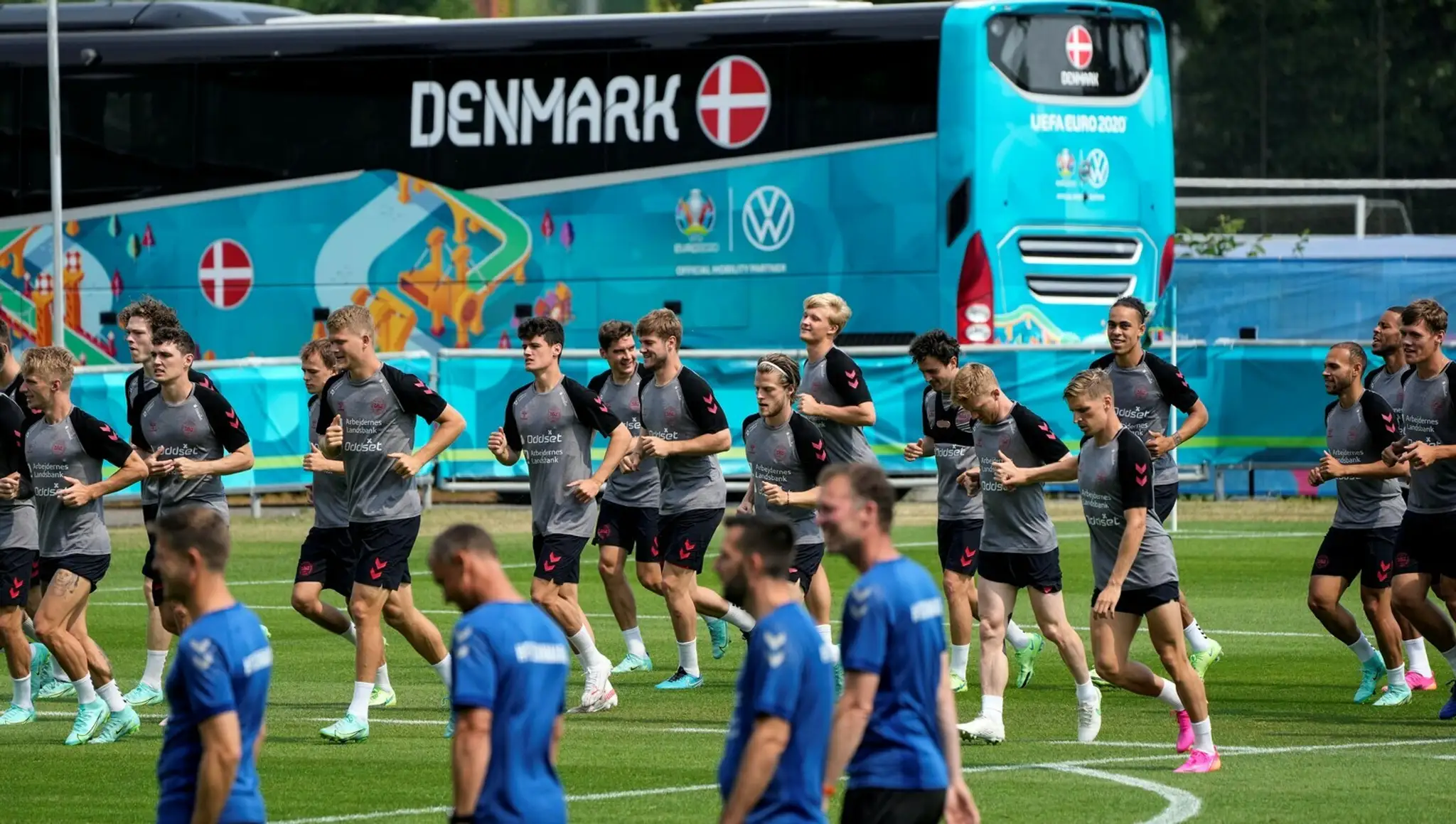 Tréning dánskych futbalistov.