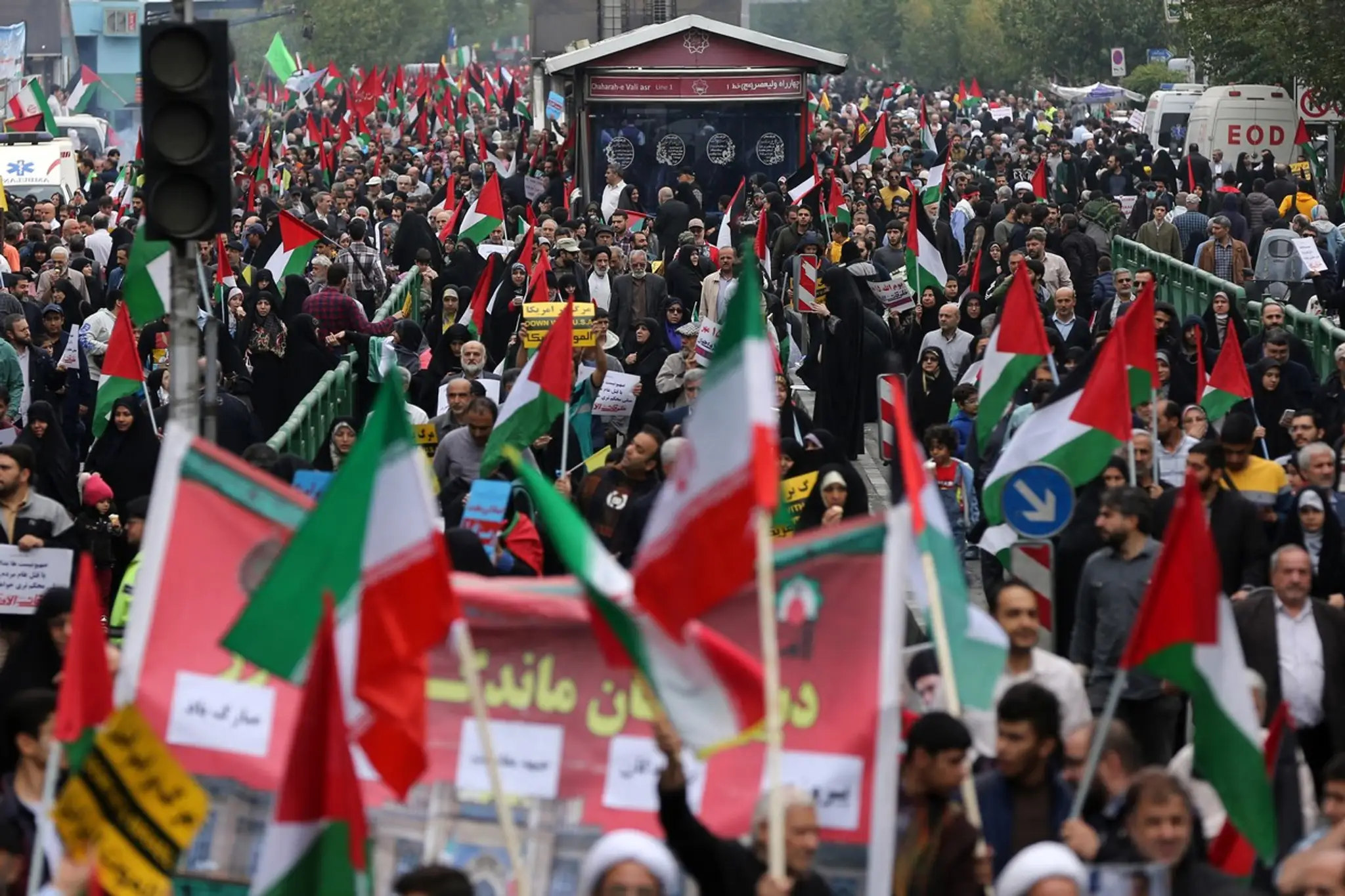 Demonštrácia na podporu Palestíny v Teheráne.