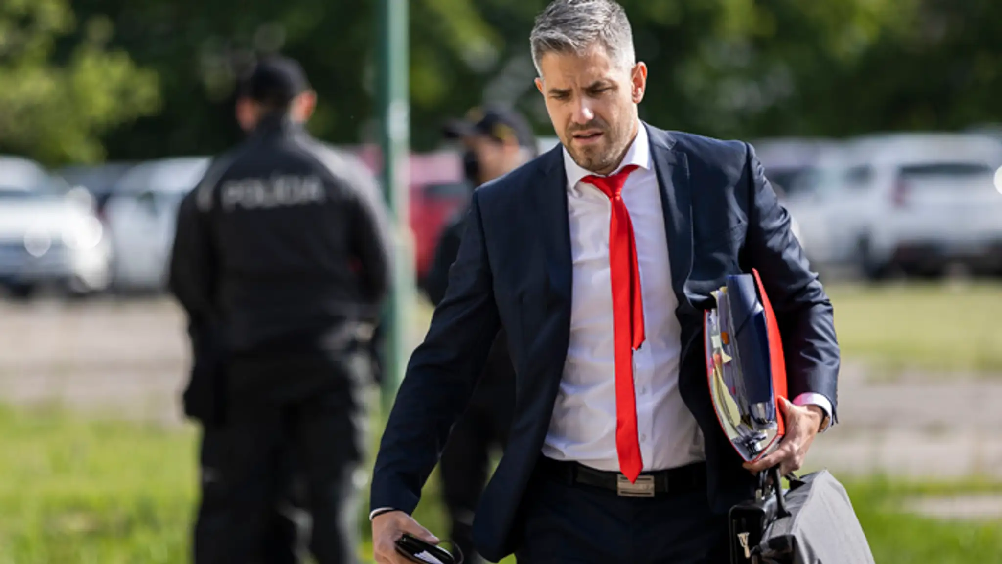Predseda opozičnej ĽSNS Marian Kotleba na ŠTS v Pezinku.