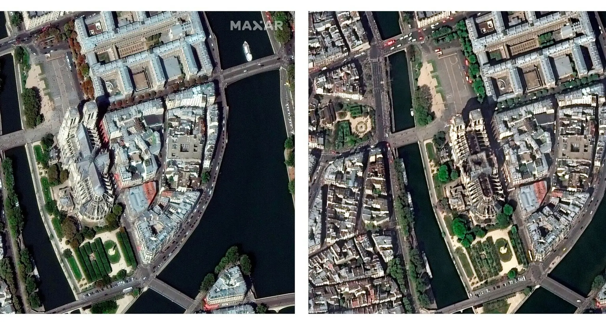 Notre - Dame z vesmíru po požiari