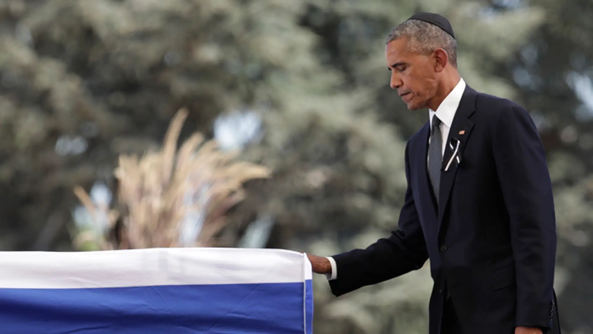 Americký prezident Barack Obama na pohrebe Šimona Peresa.