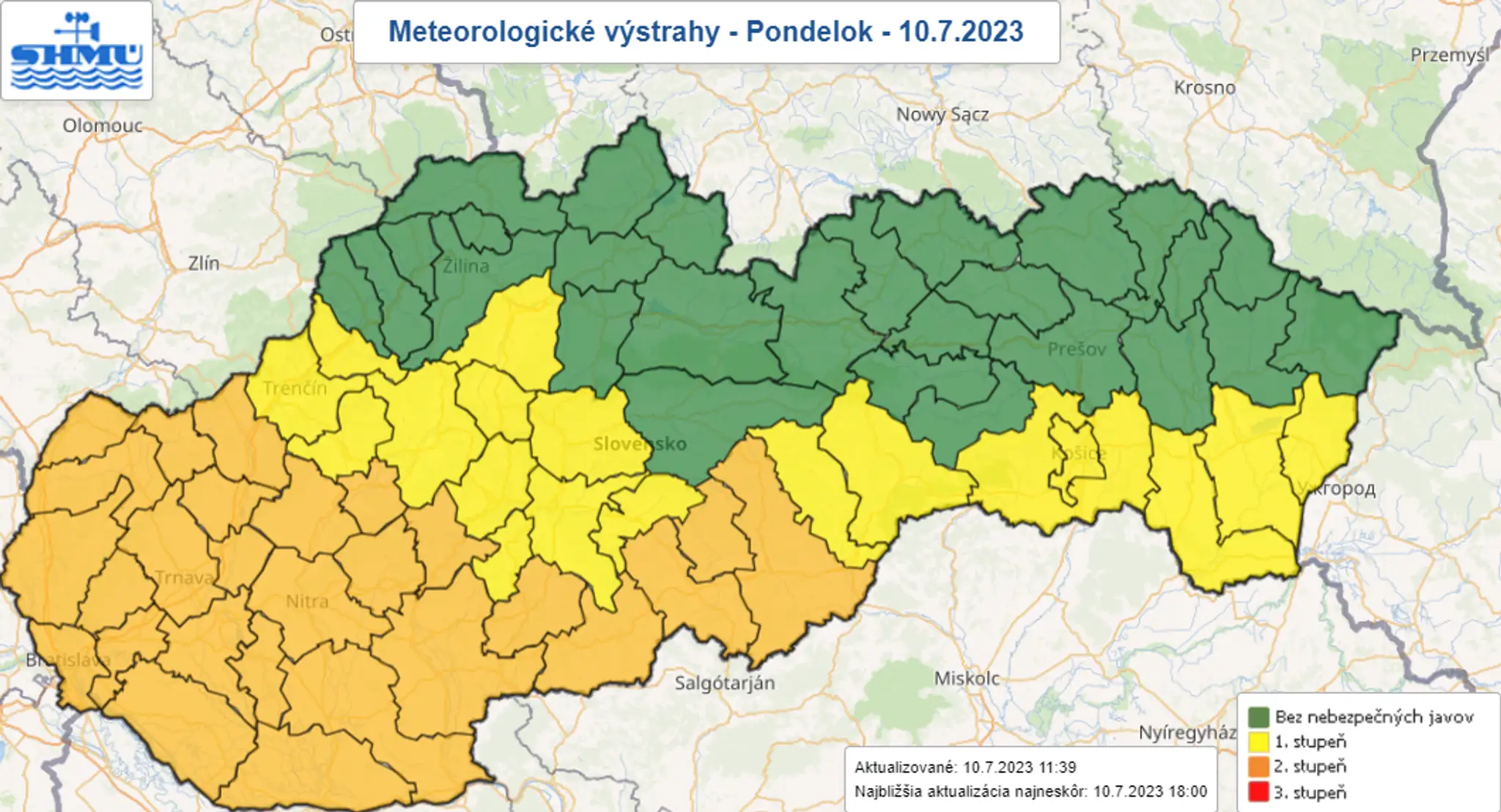 Výstrahy na pondelok 10. júla.