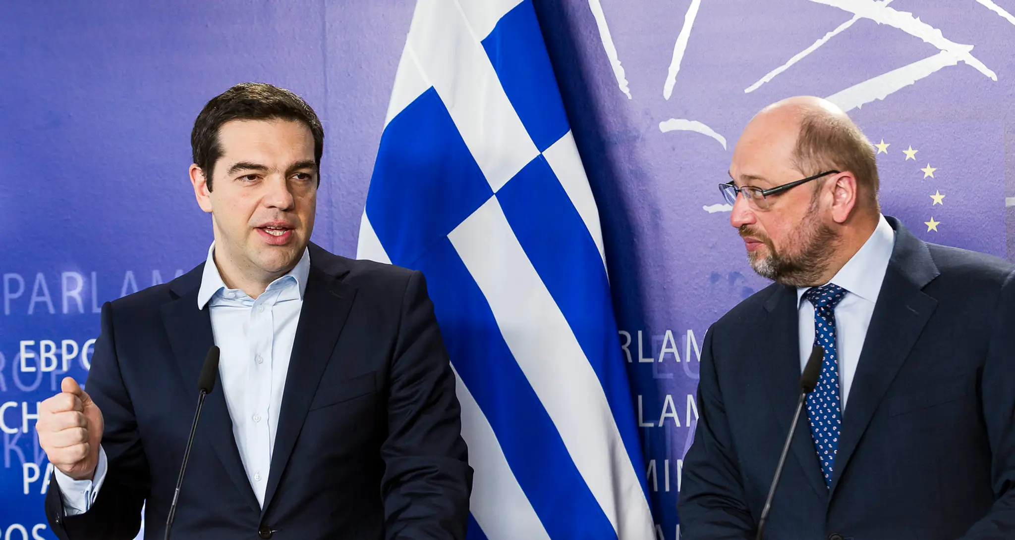 Alexis Tsipras a Martin Schulz.