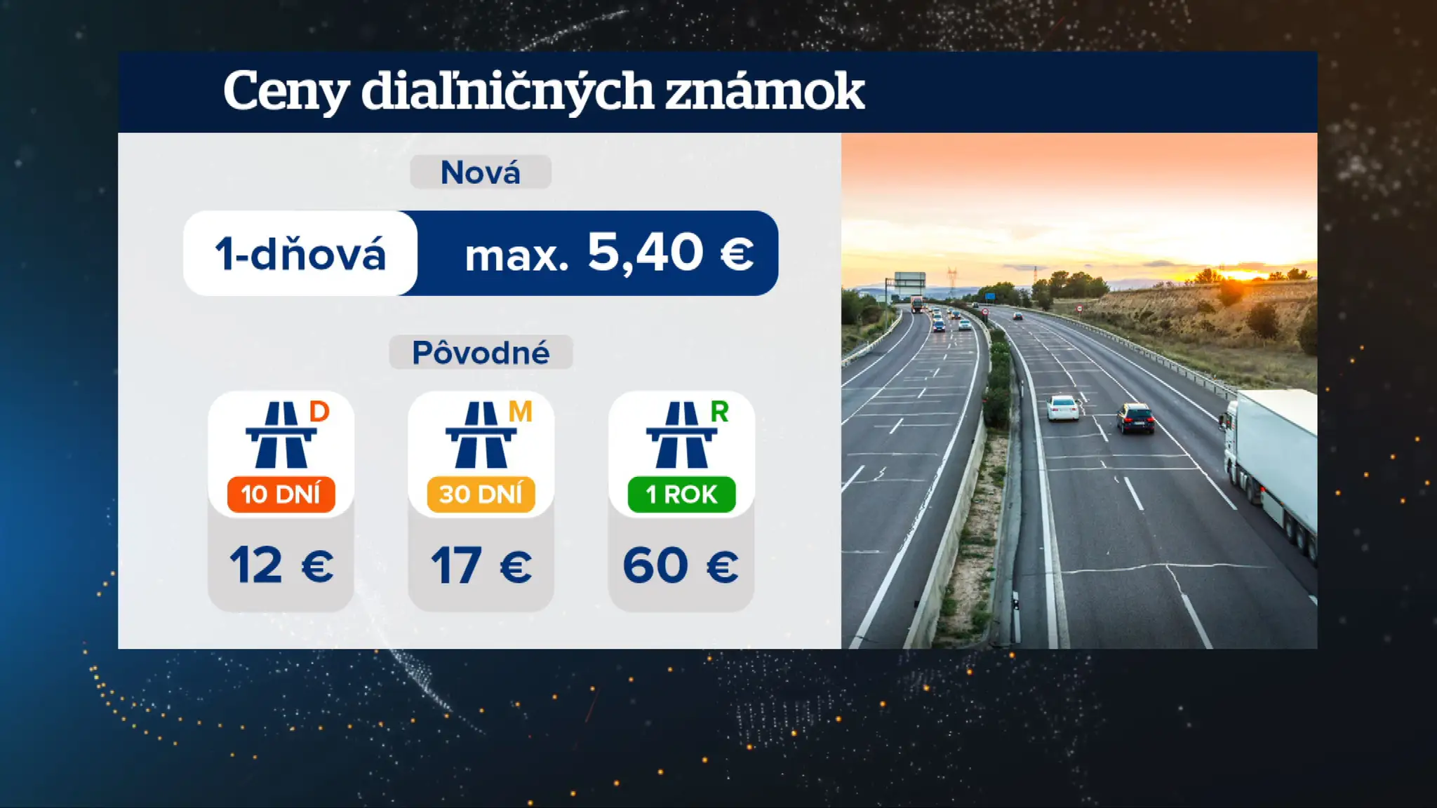 Prehľad cien slovenských diaľničných známok.