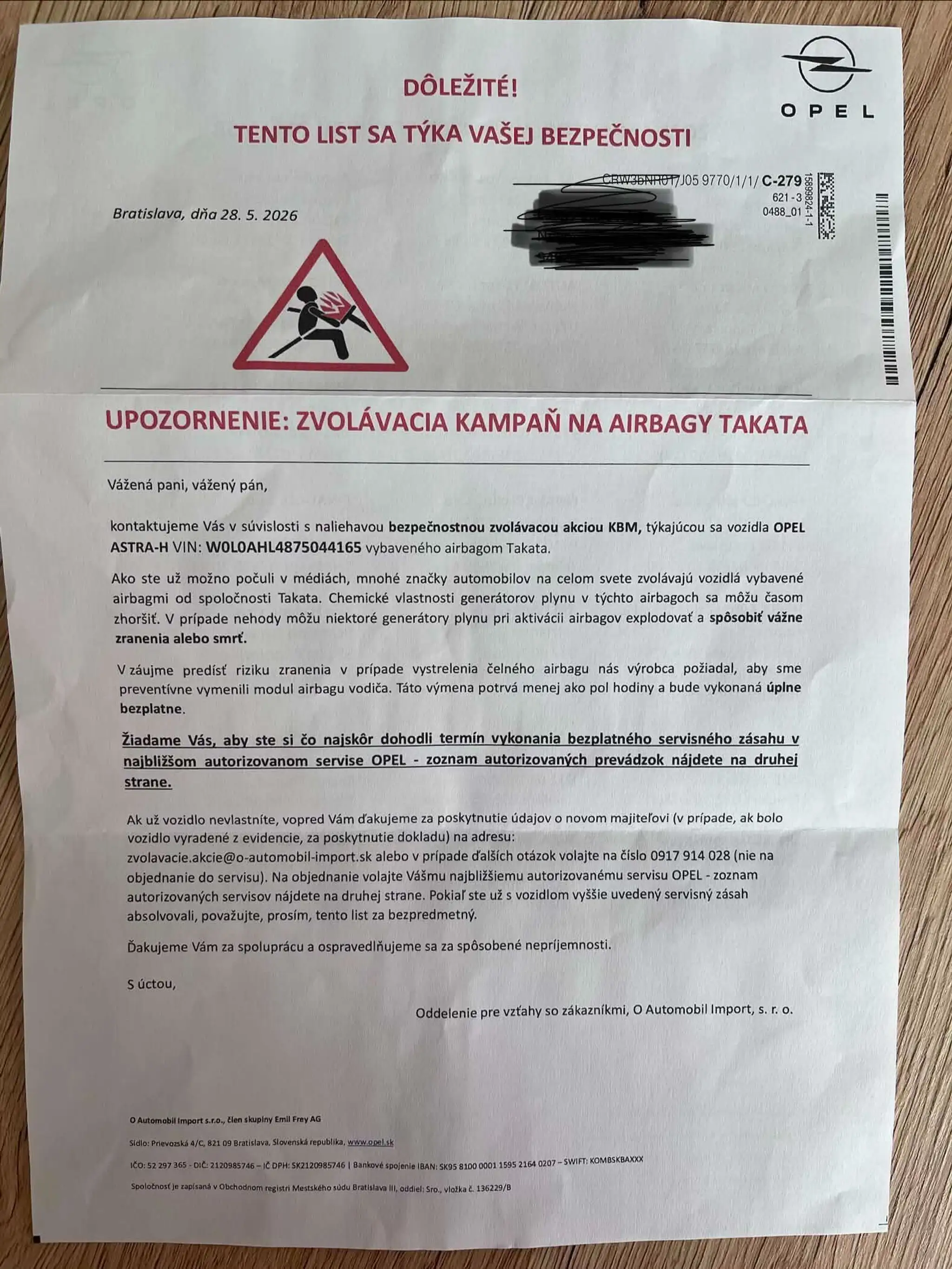 List dostala aj majiteľka vozidla značky Opel.