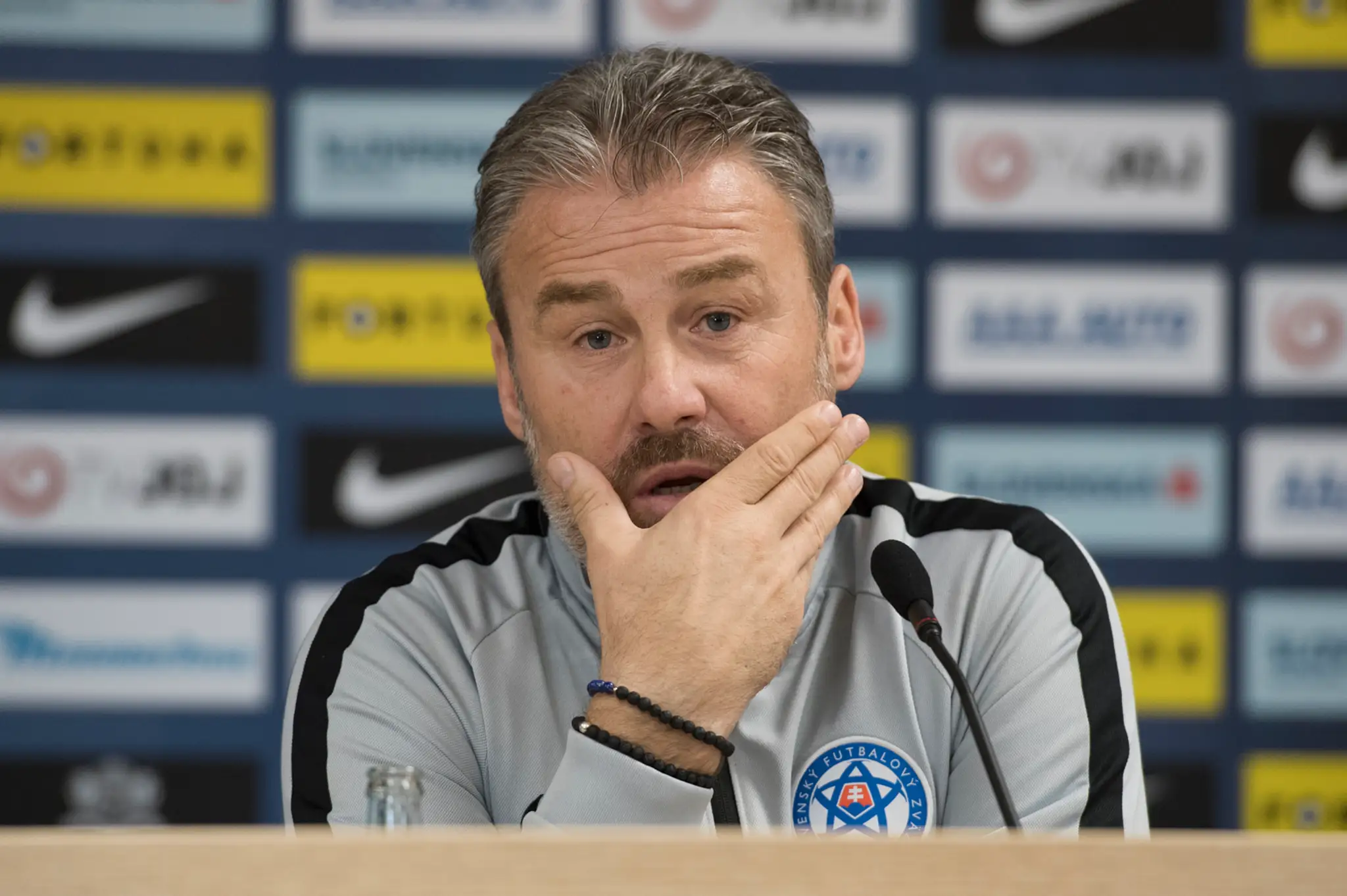 Tréner slovenskej futbalovej reprezentácie Pavel Hapal počas tlačovej konferencie k duelom Ligy národov s Českom a Ukrajinou.