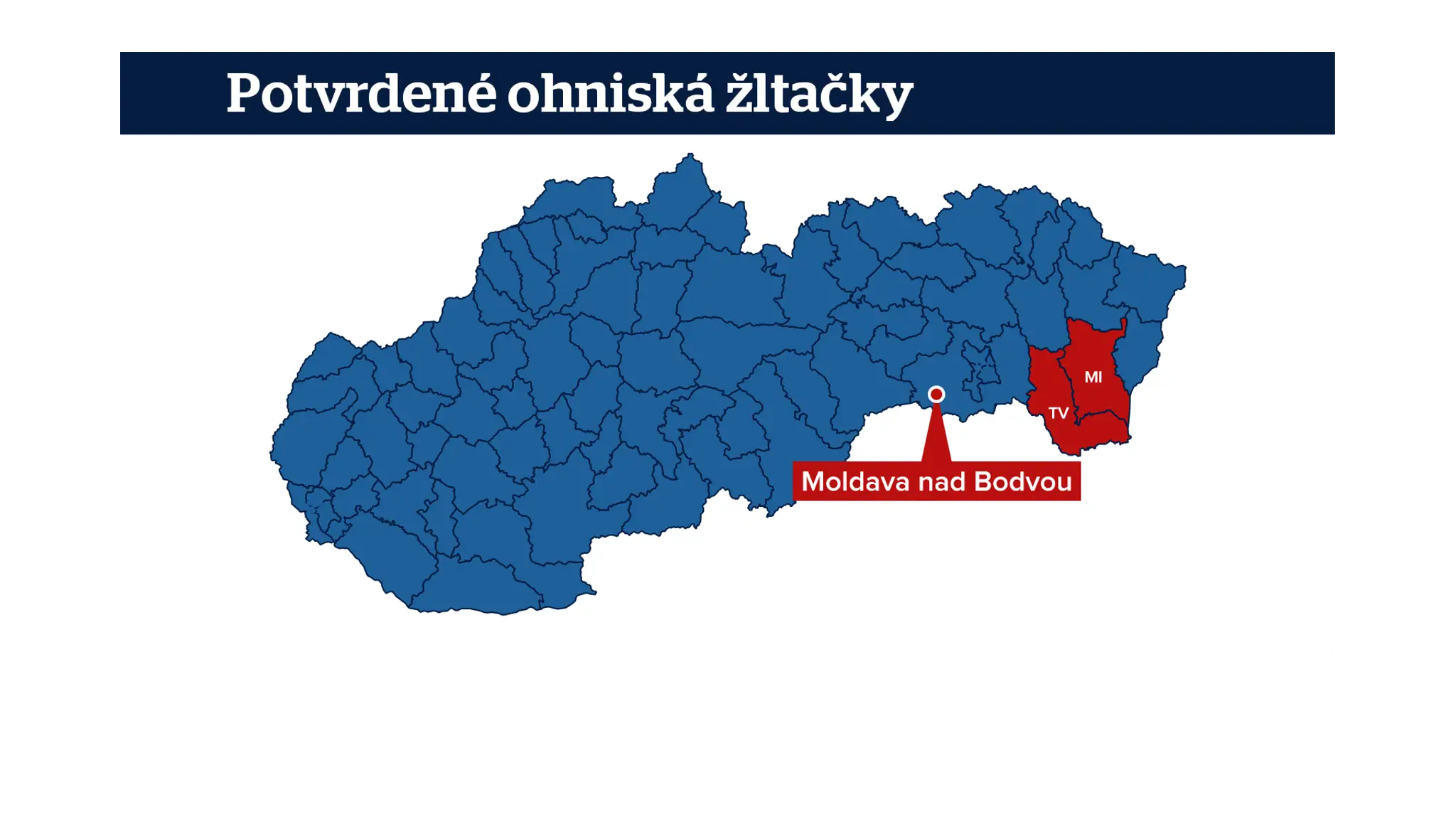 Ohniská žltačky na východnom Slovensku