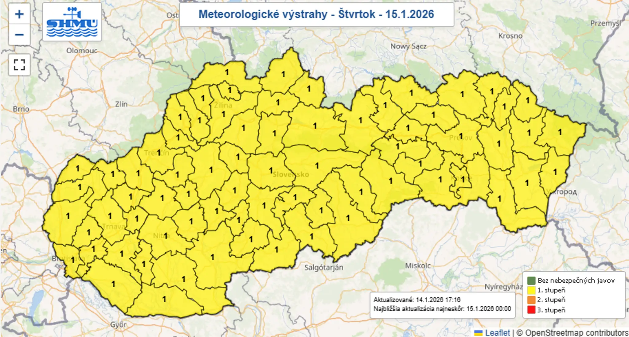 Výstraha pred poľadovicou.