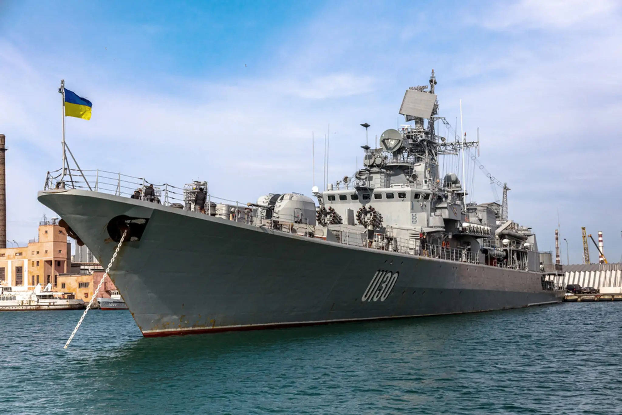 Na archívnej snímke ukrajinská fregata Hetman Sahaidachny (U130).