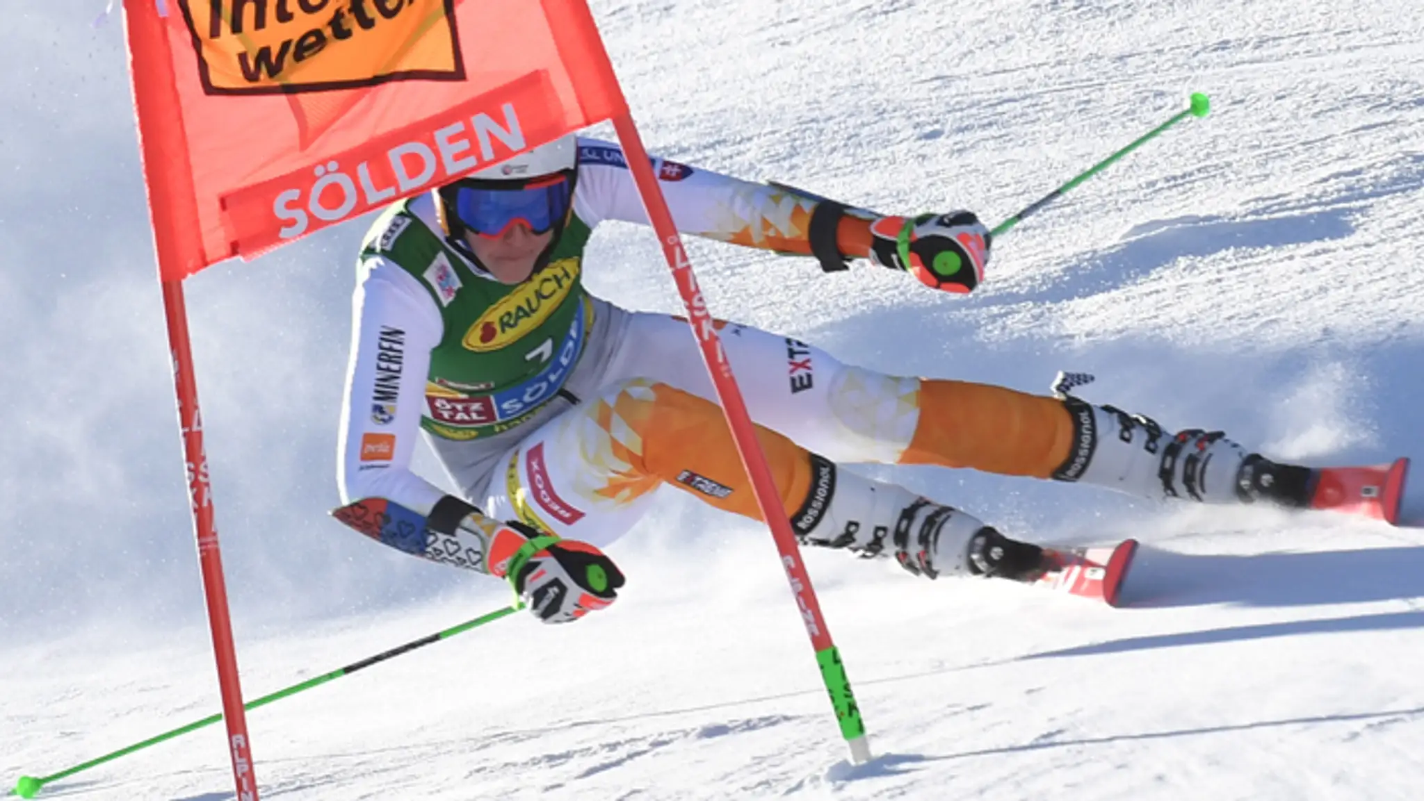 Petra Vlhová počas prvého kola  obrovského slalomu.