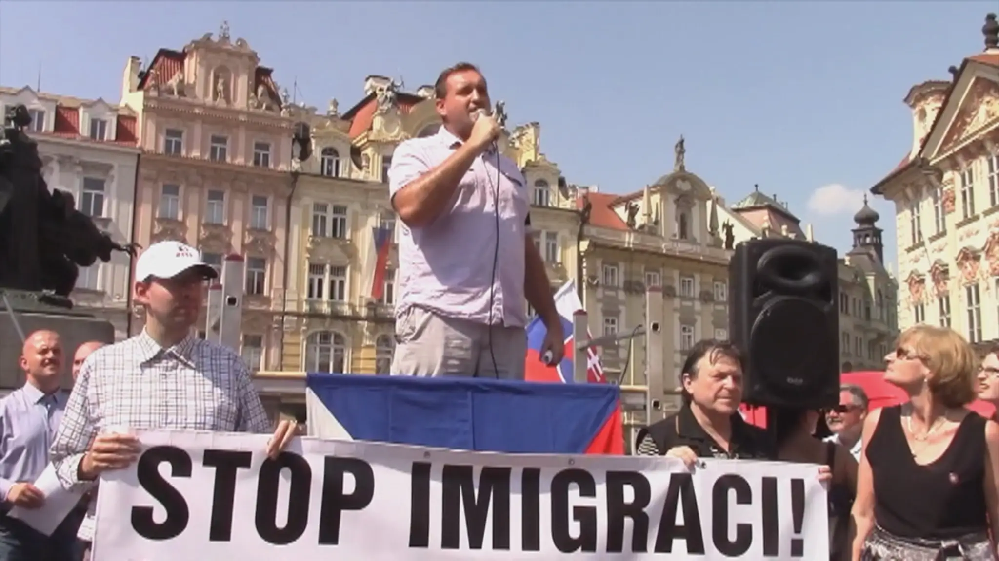 Marián Magát počas prejavu v Prahe.