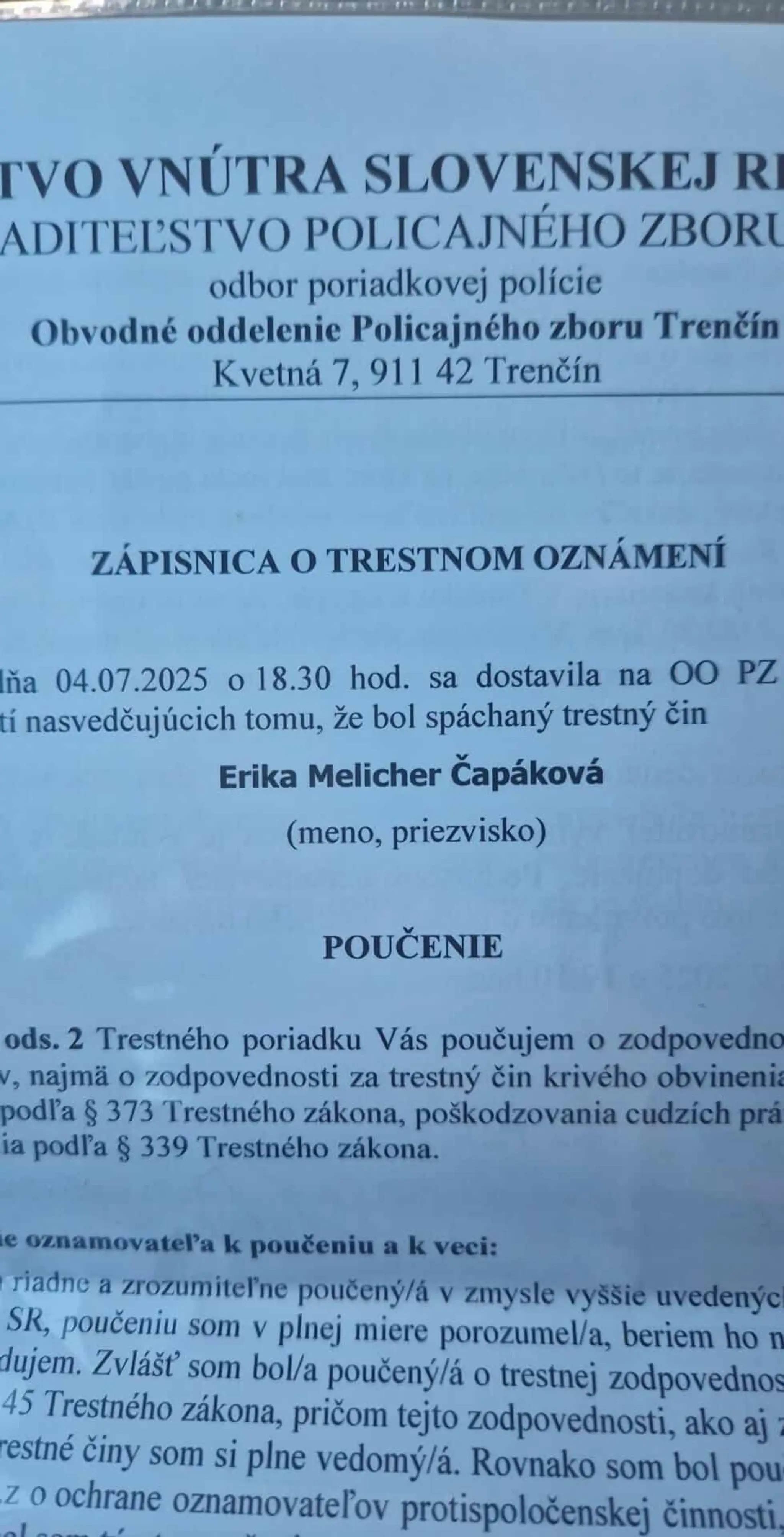 Trestné oznámenie na Romana Berkesa .