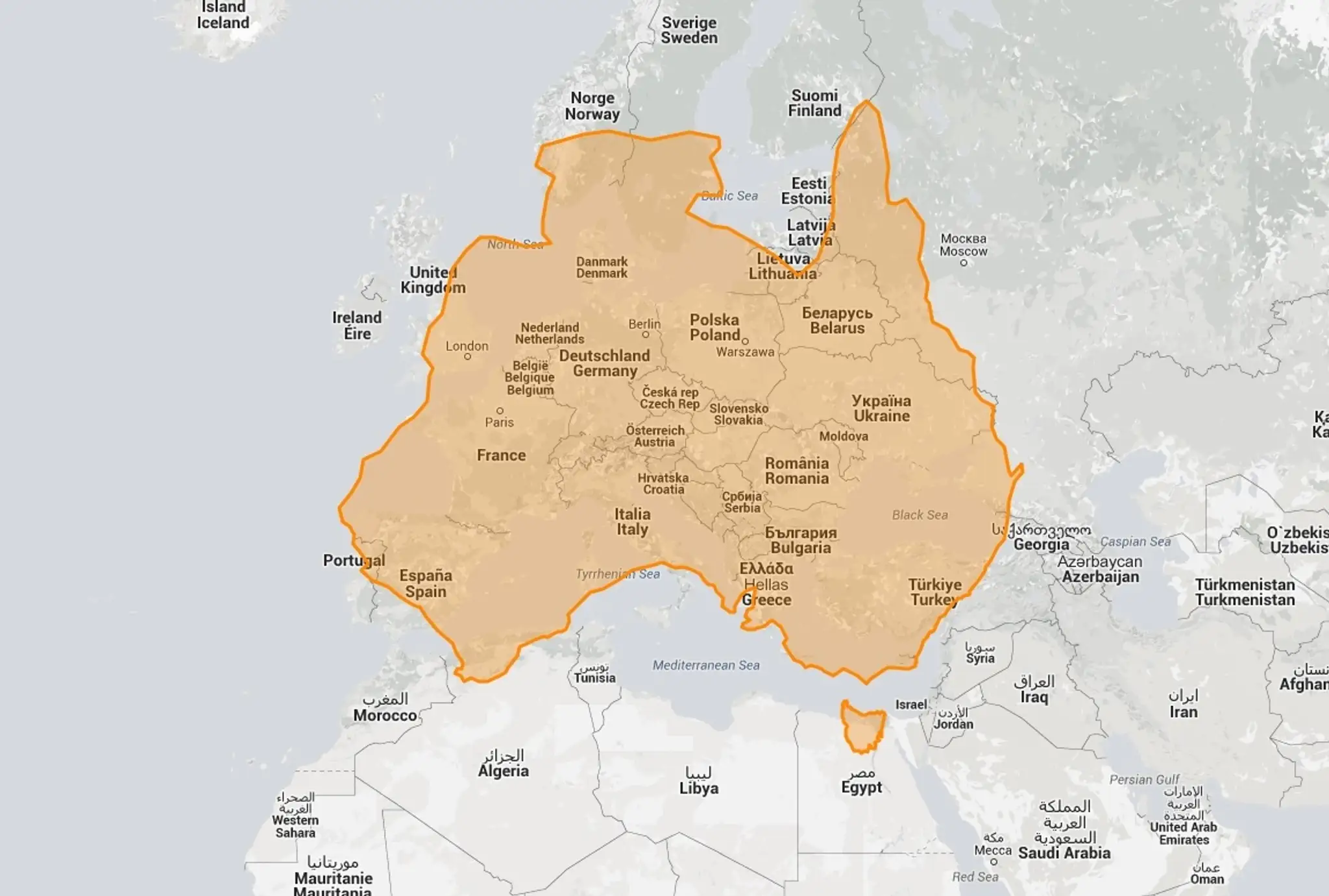 Austrália v porovnaní s Európou