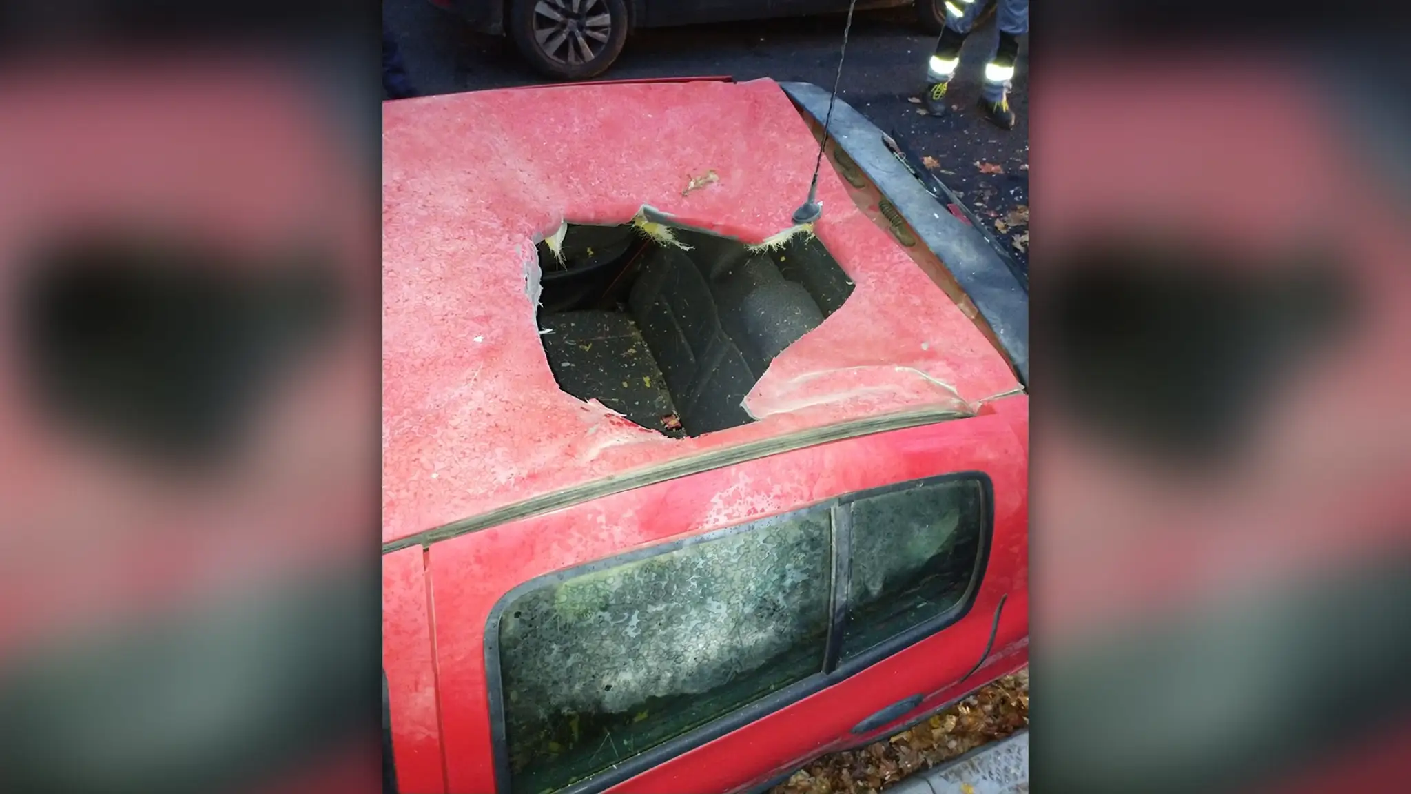 Renault Clio s dierou v streche.