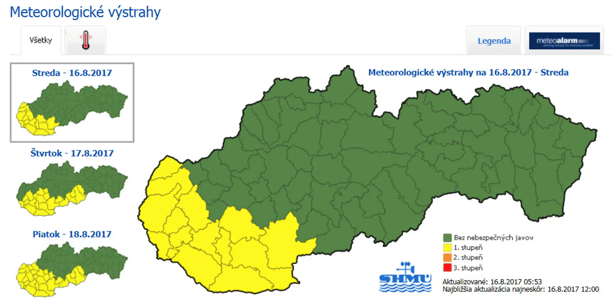 Výstraha SHMÚ.