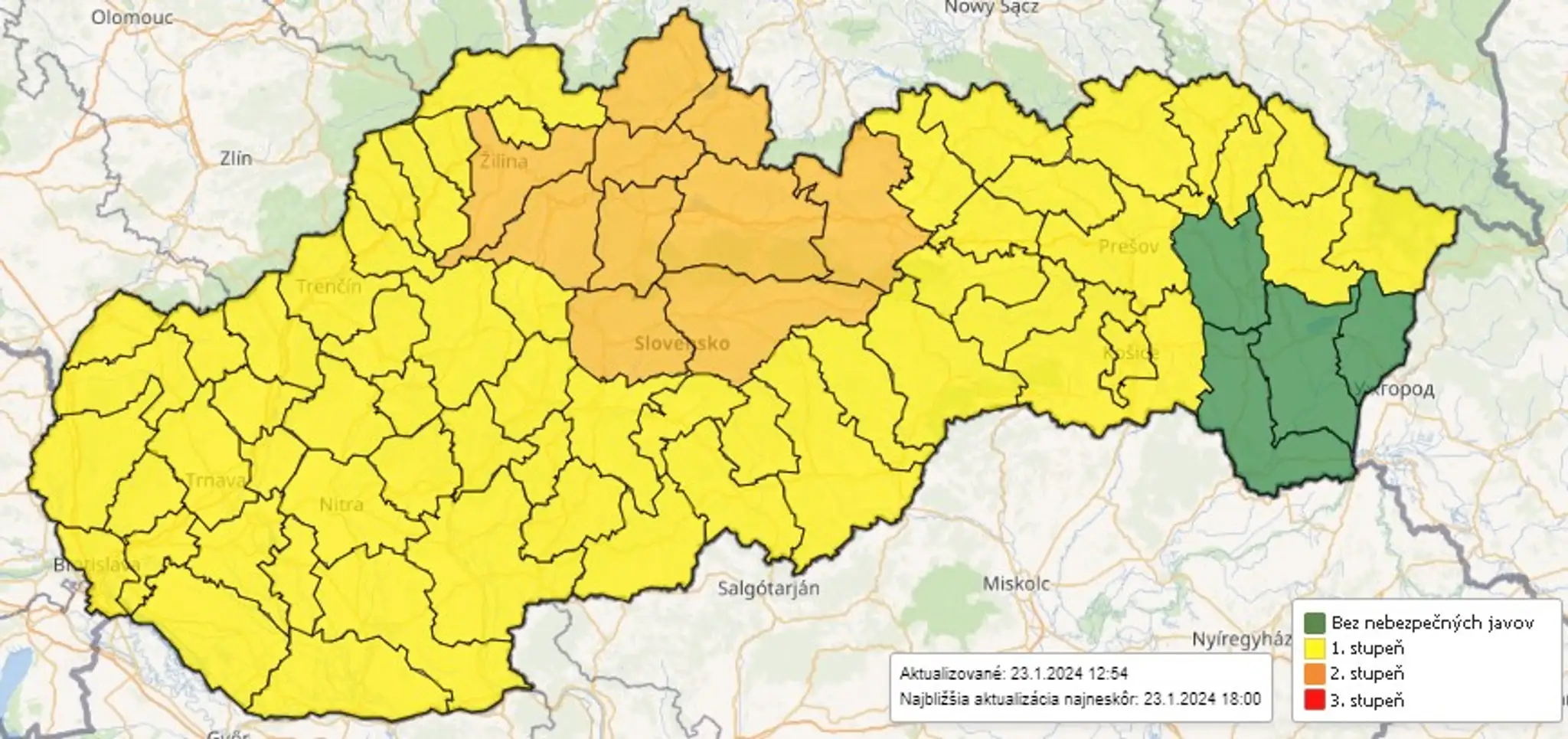 Výstrahy pred vetrom i poľadovicou na stredu (24. 1.). 