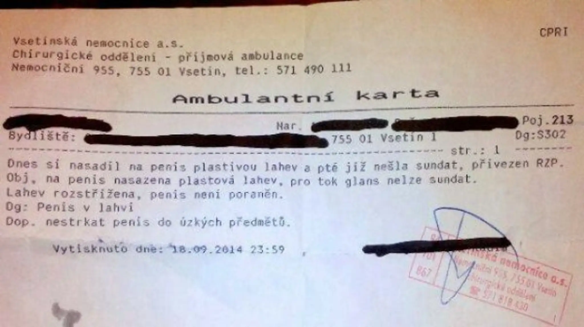 lekárska správa.