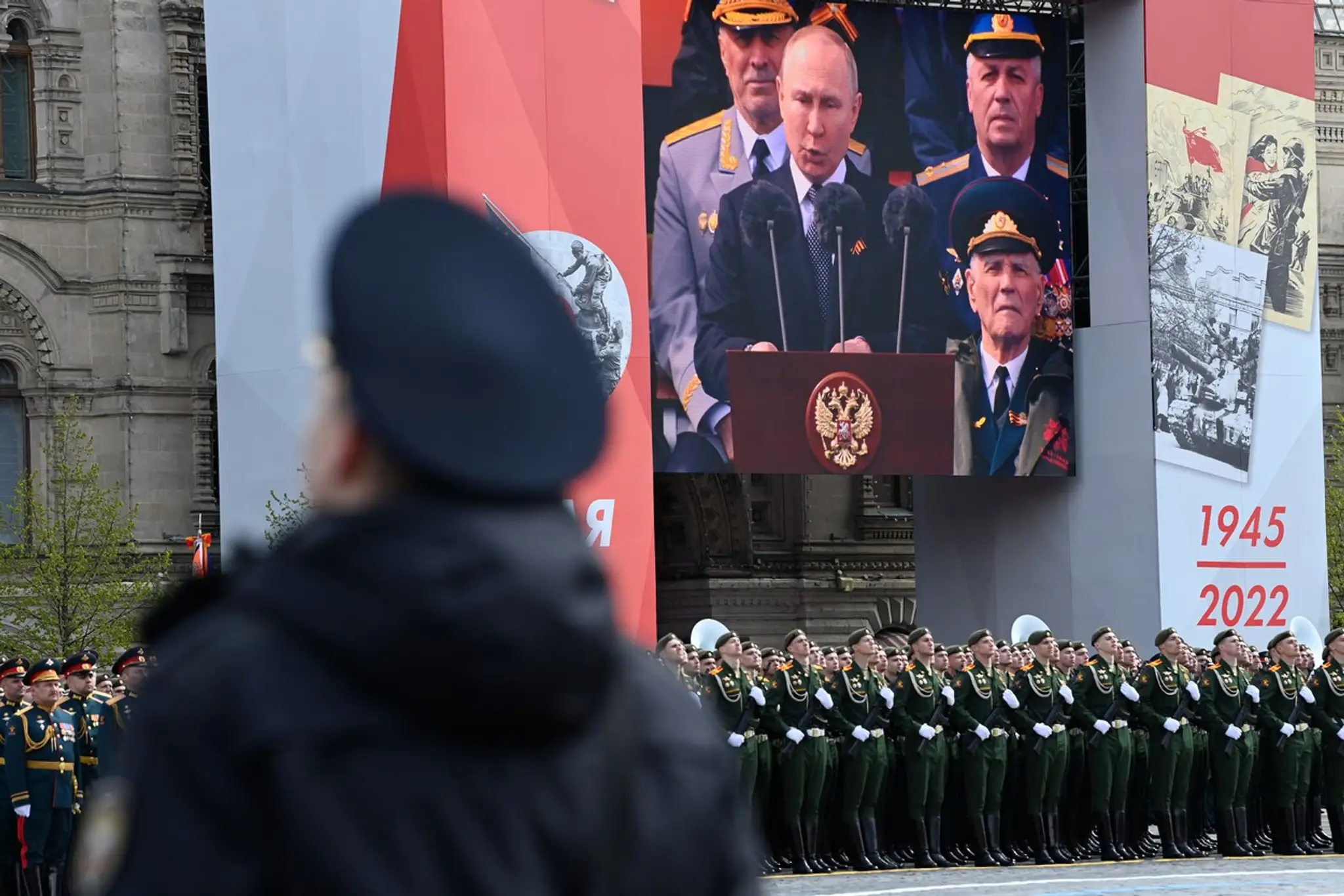 Prejav Vladimira Putina na Červenom námestí v Moskve. 