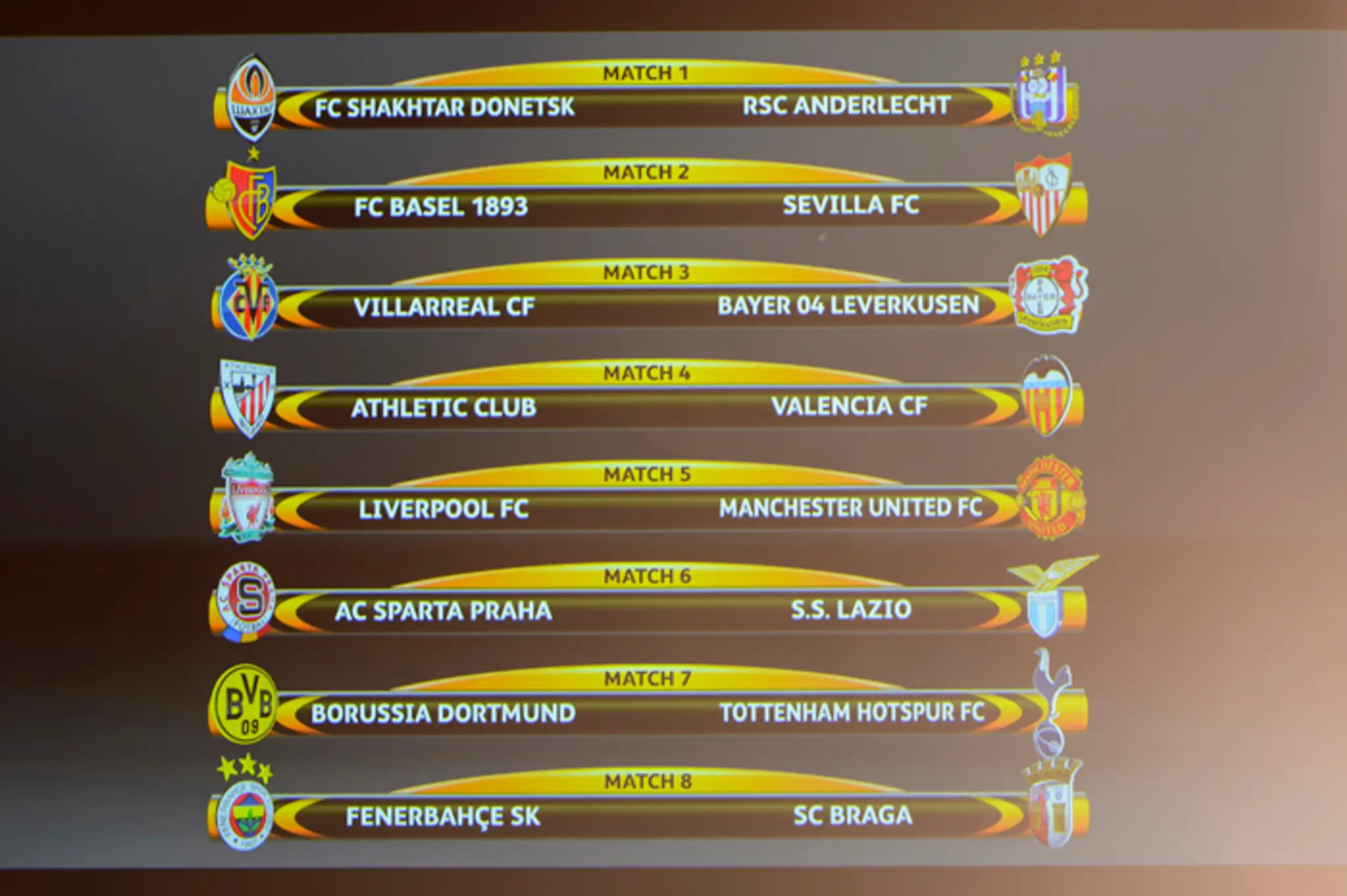 Vyžrebované dvojice osemfinále Európskej ligy UEFA.