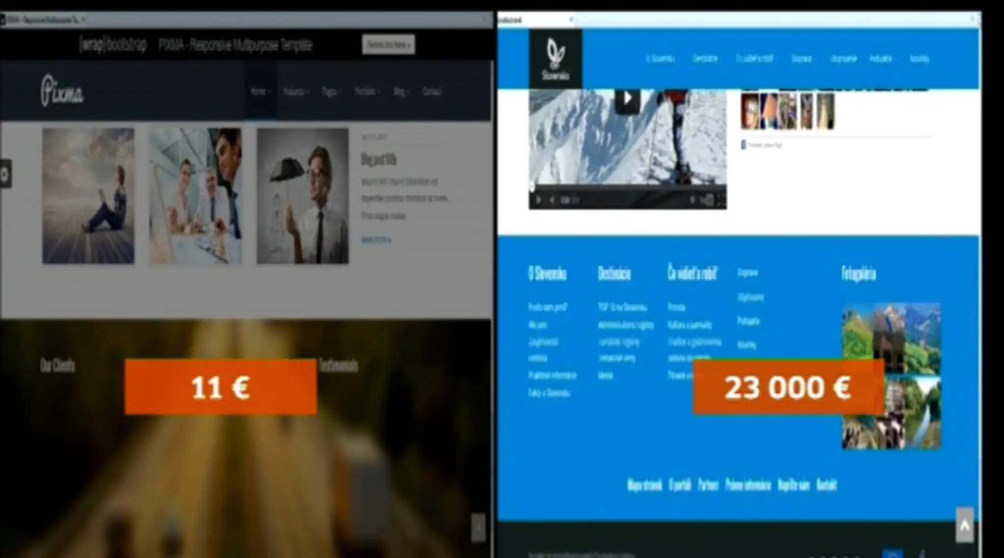 Vpravo (šablóna), vľavo web 