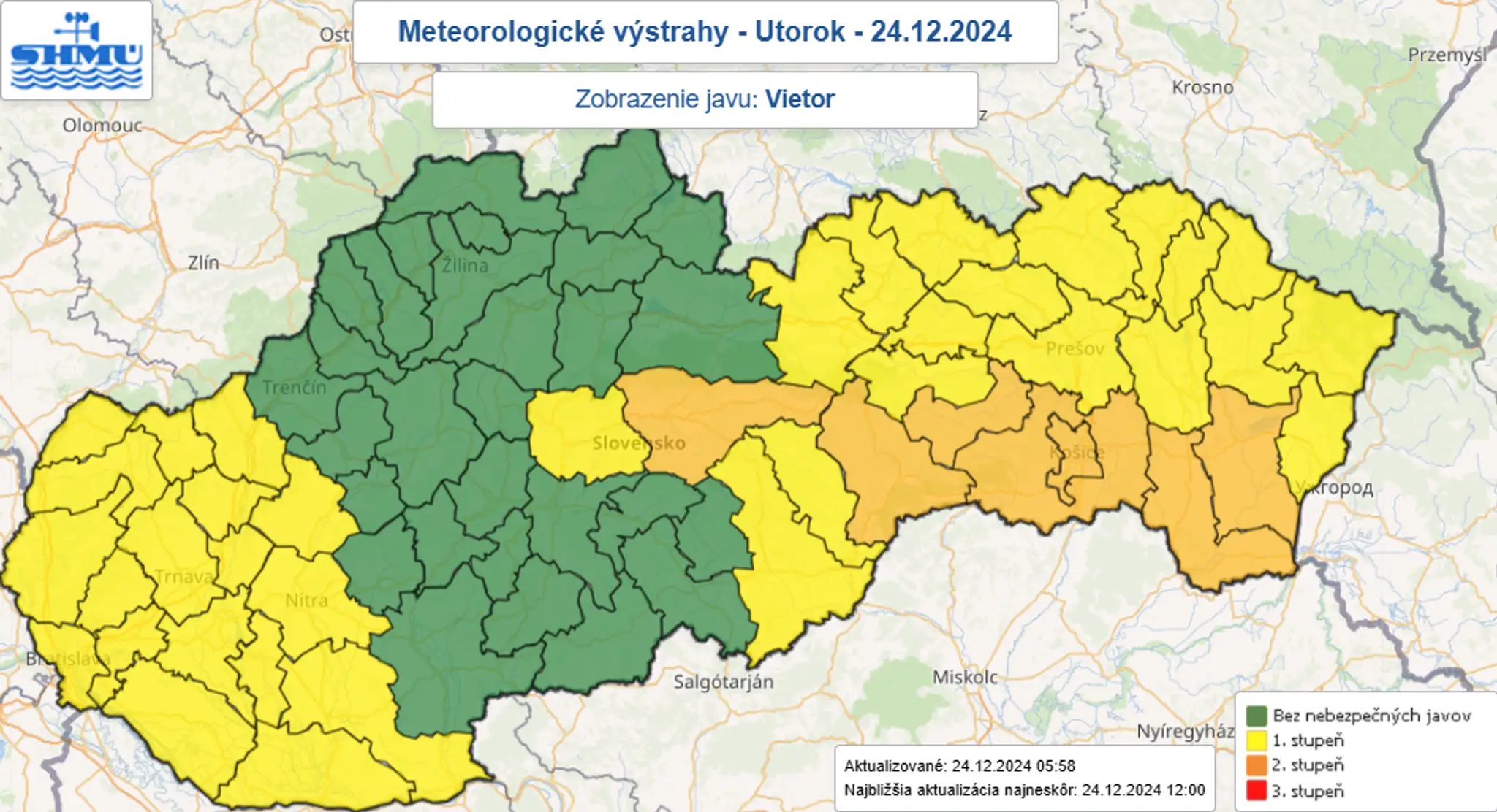 Aktuálne výstrahy pred vetrom.