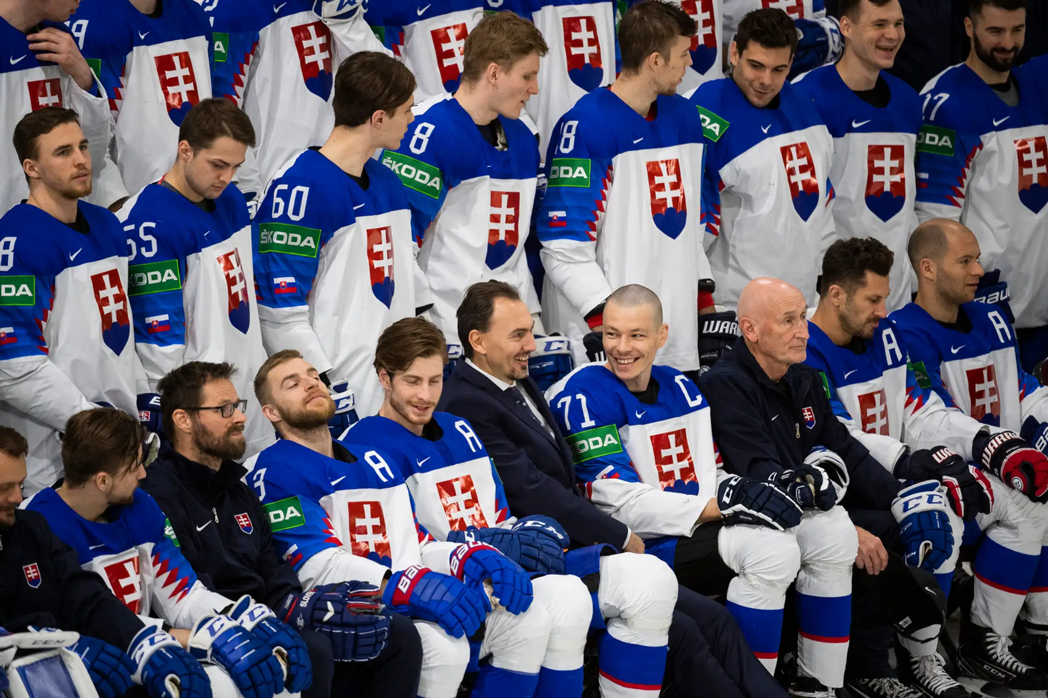 Spoločné fotenie hokejovej reprezentácie.