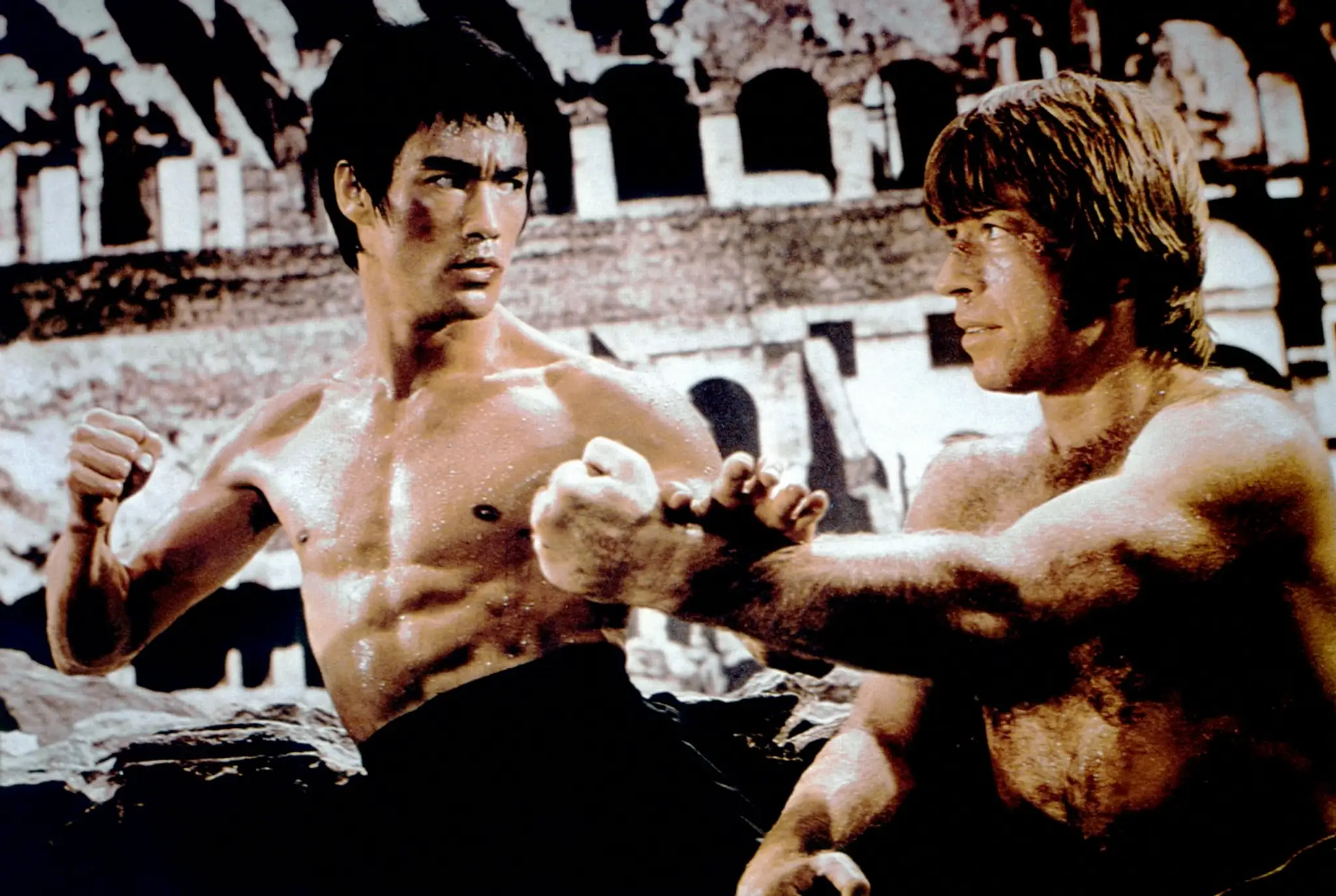 Bruce Lee a Chuck Norris vo filme Cesta draka (1972).