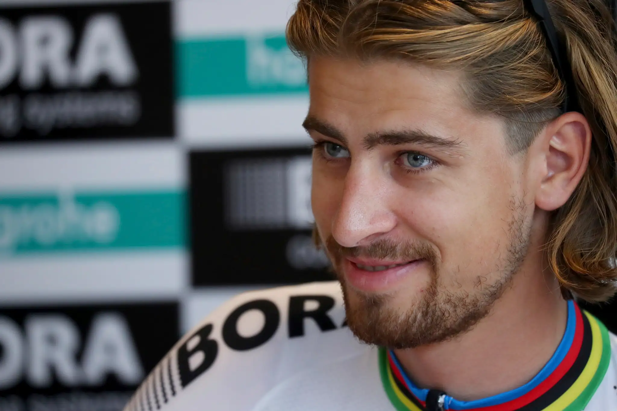 Peter Sagan počas tlačovej konferencie v Düsseldorfe.