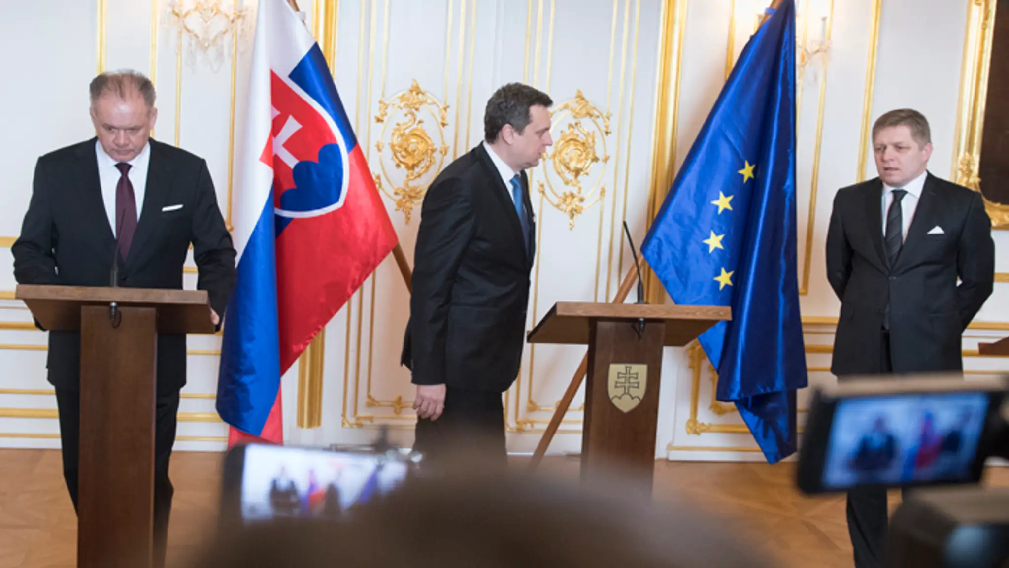Andrej Kiska, Andrej Danko a Robert Fico.