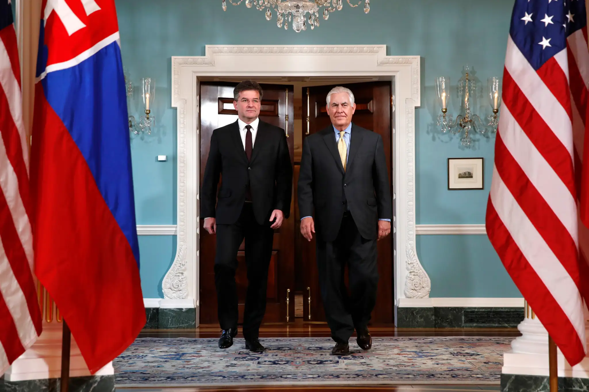 Americký minister zahraničných vecí Rex Tillerson s Miroslavom Lajčákom