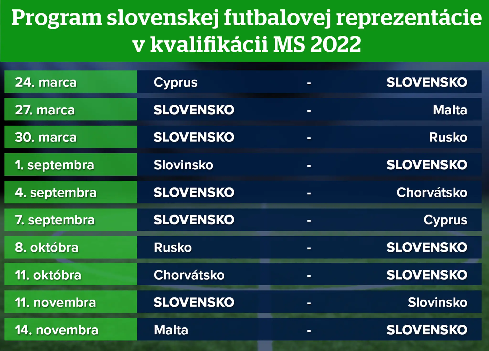 Program zápasov.