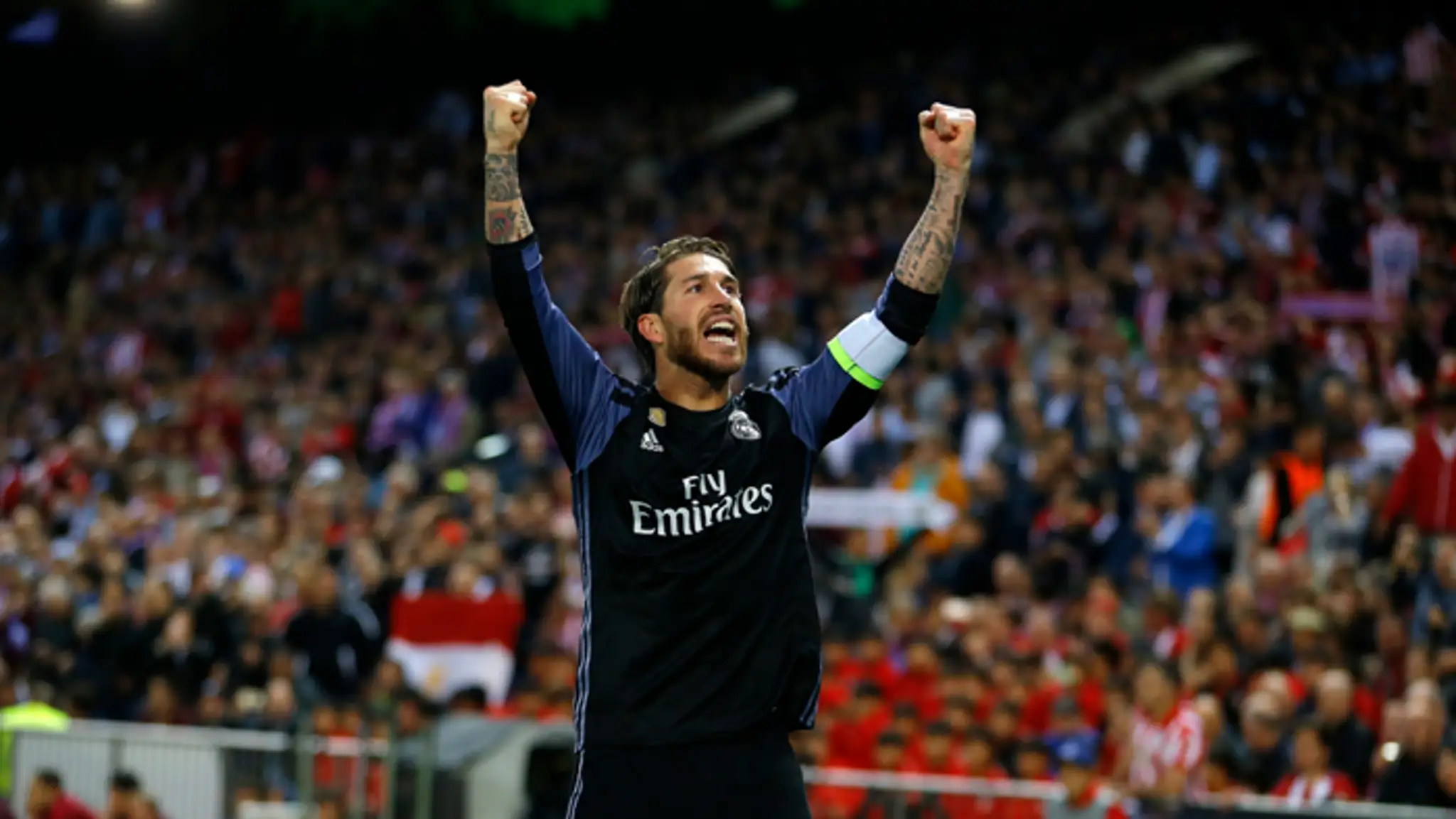 Sergio Ramos v odvete Ligy majstrov proti Atletico Madrid.