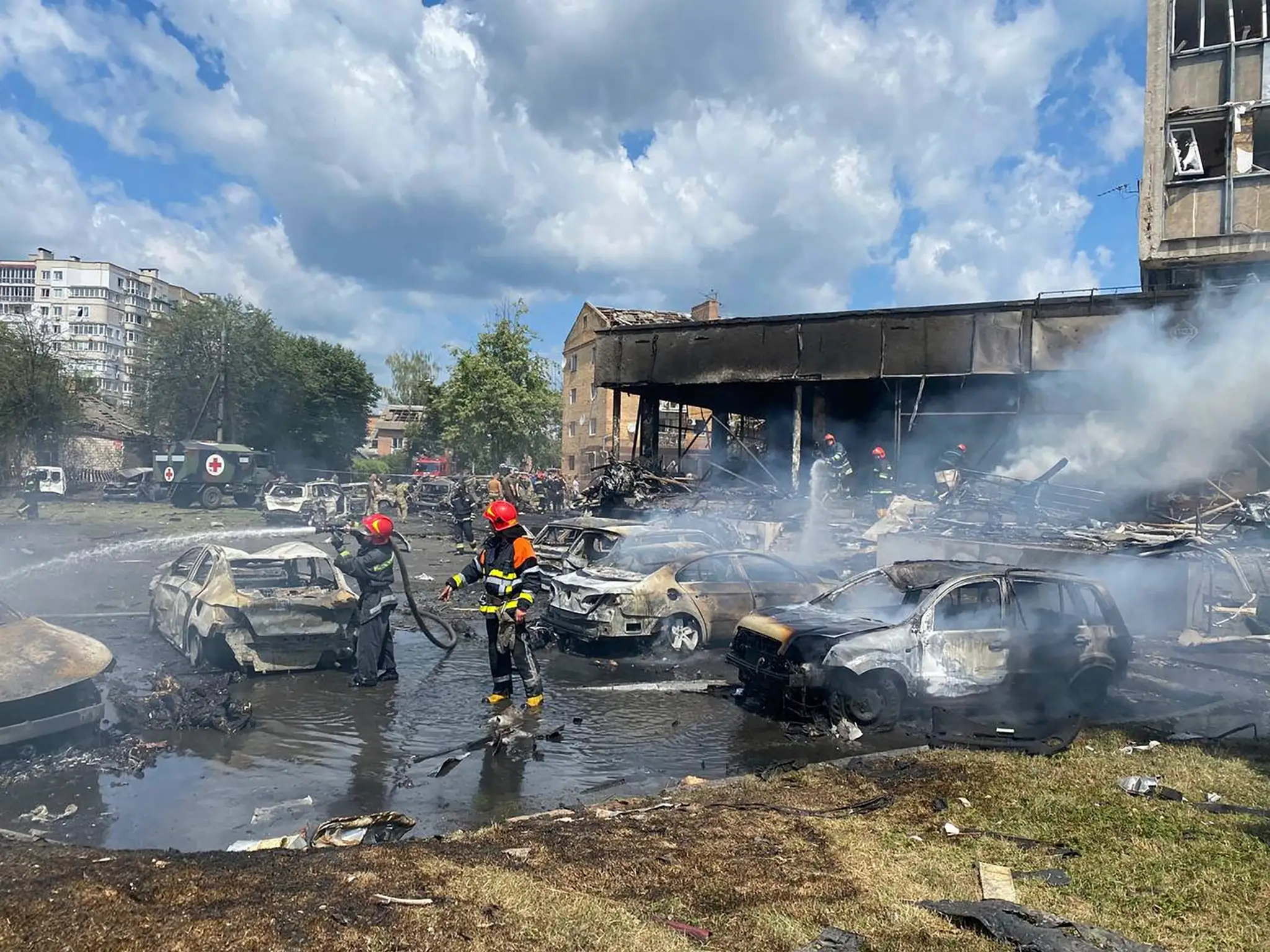 Raketový útok na ukrajinské mesto Vinnycia
