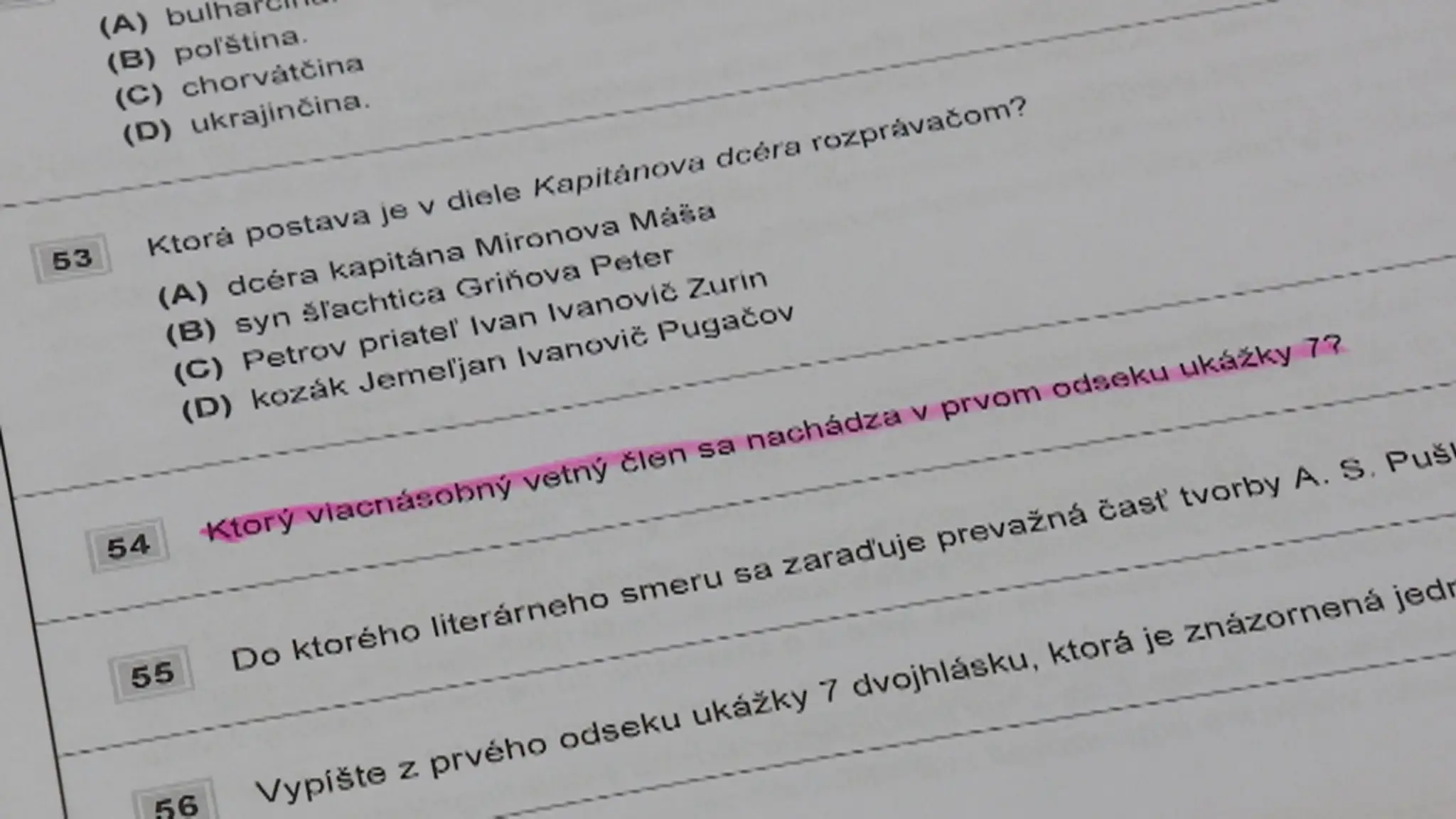 Komplikácie nastali pri otázke č. 54.