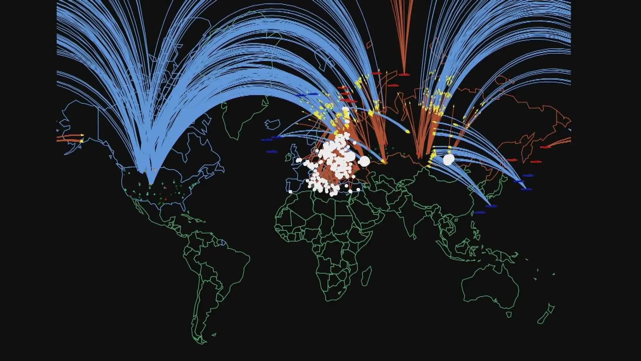 Mapa simulácie jadrovej vojny.
