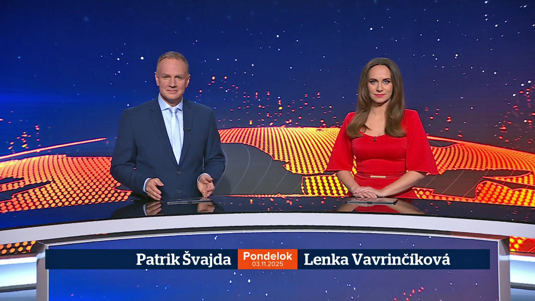 Patrik Švajda a Lenka Vavrinčíková v relácii Televízne noviny