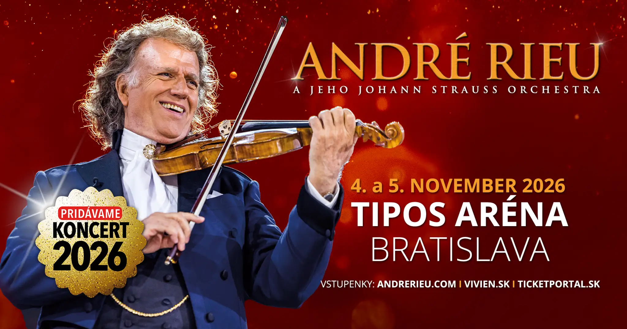 Dva romantické večery kráľa valčíkov: André Rieu pridáva ďalší koncert v Bratislave