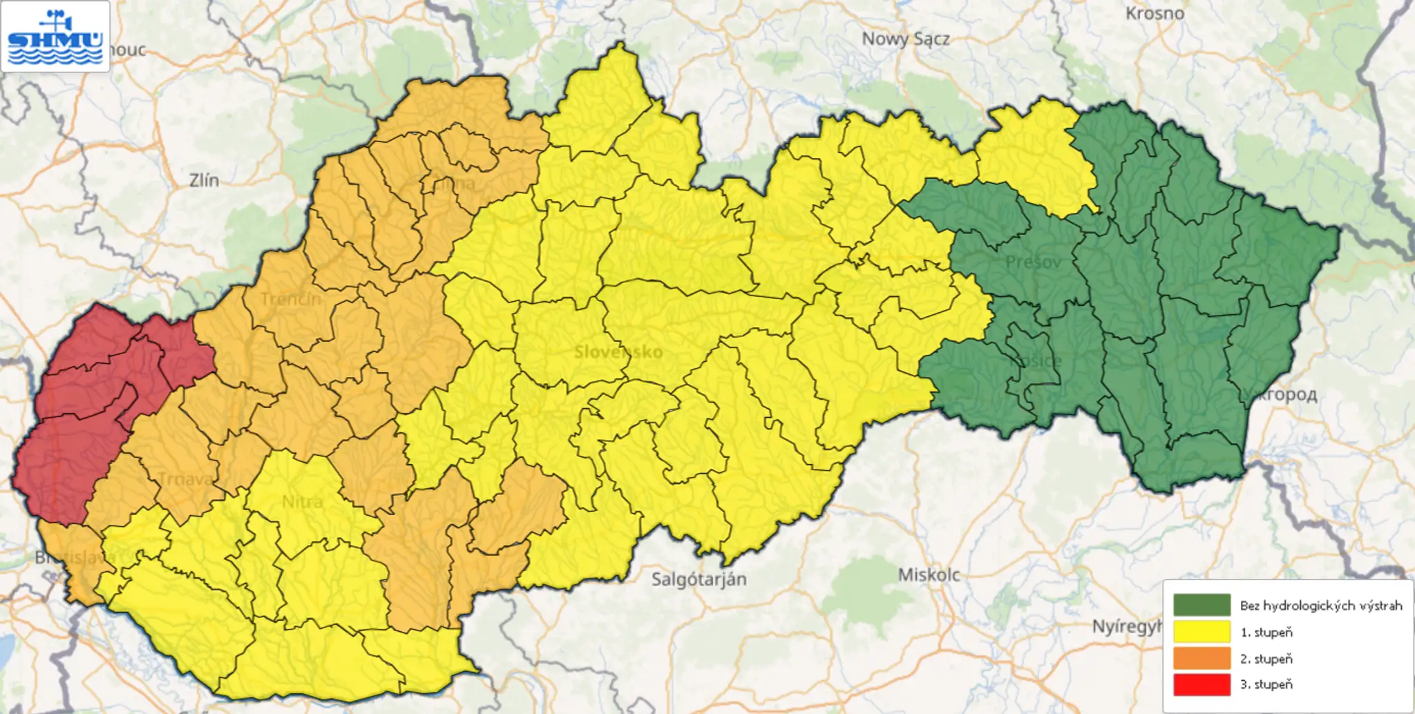 Aktuálne hydrologické výstrahy.