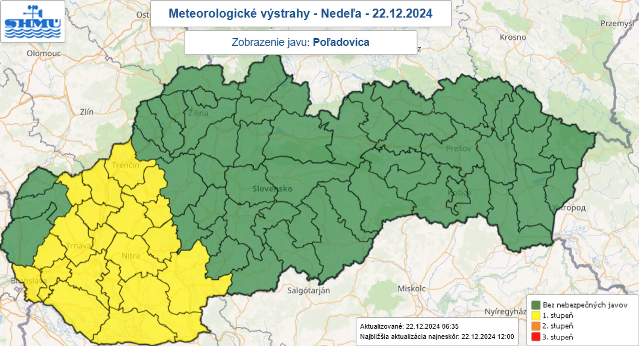 Aktuálne výstrahy pred poľadovicou.