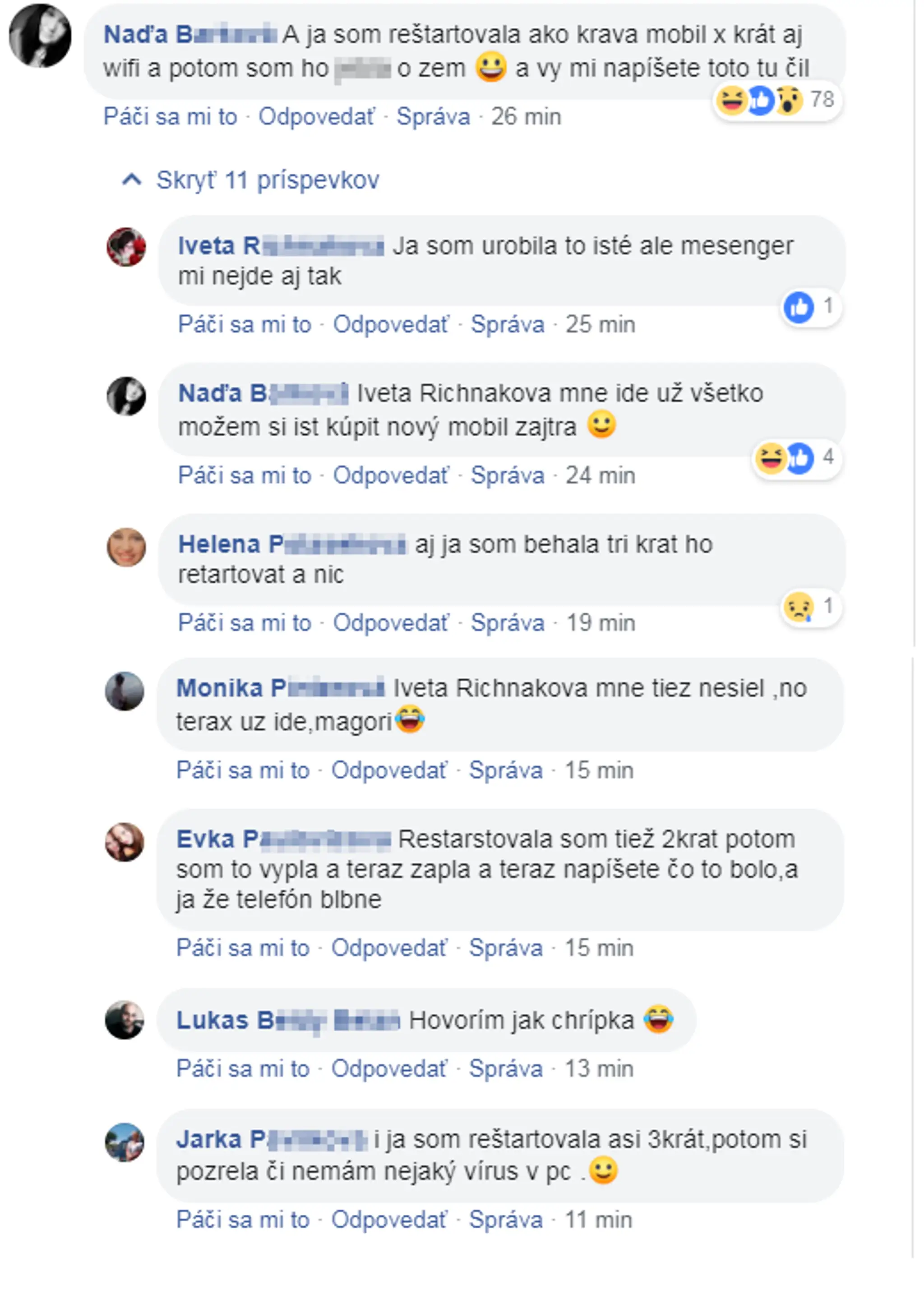 Reakcie na výpadok Facebooku.