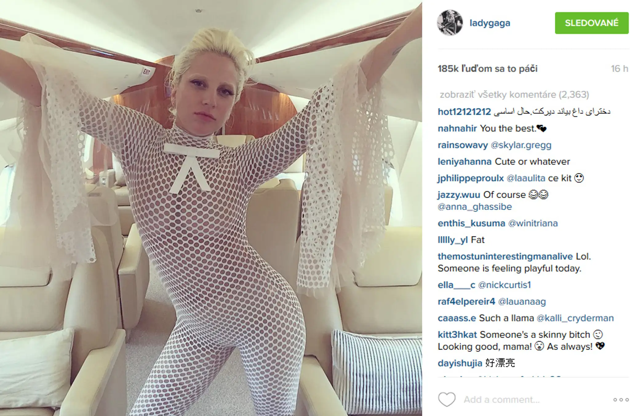 Lady Gaga v súkromnom lietadle.