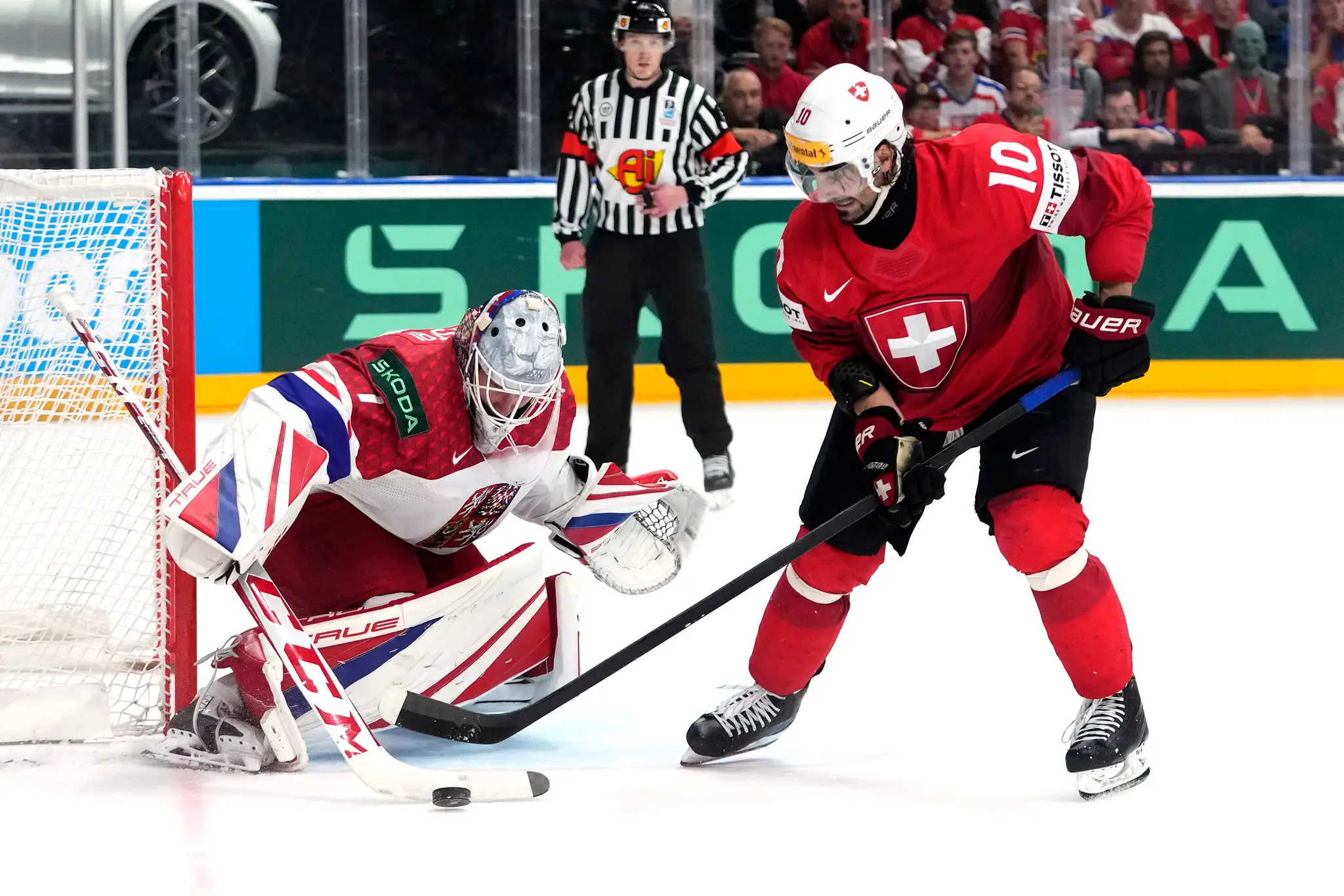 Momentka z finále majstrovstiev sveta v hokeji 2024